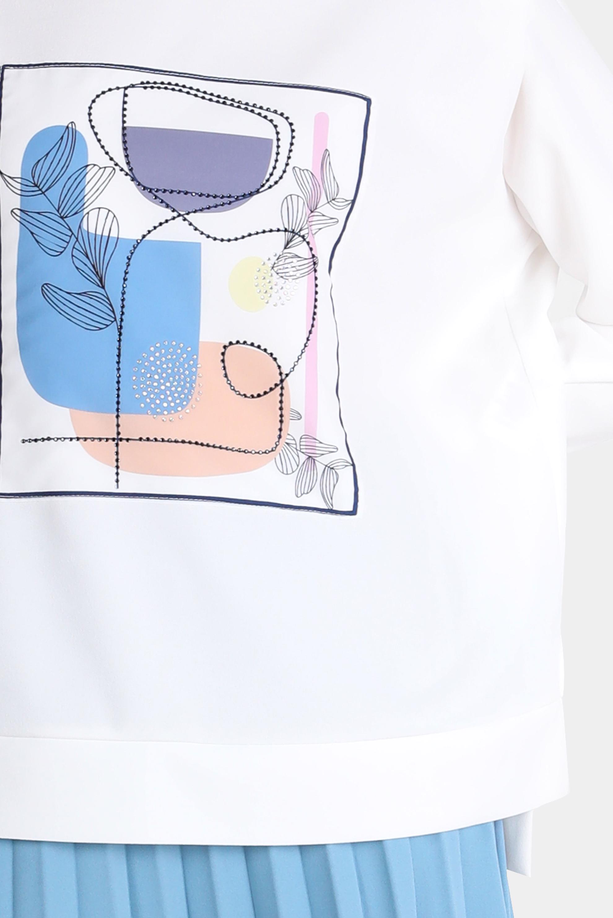 Tesettür giyim MAVİ BASKI DETAYLI İKİLİ ETEKLİ TAKIM 42674 