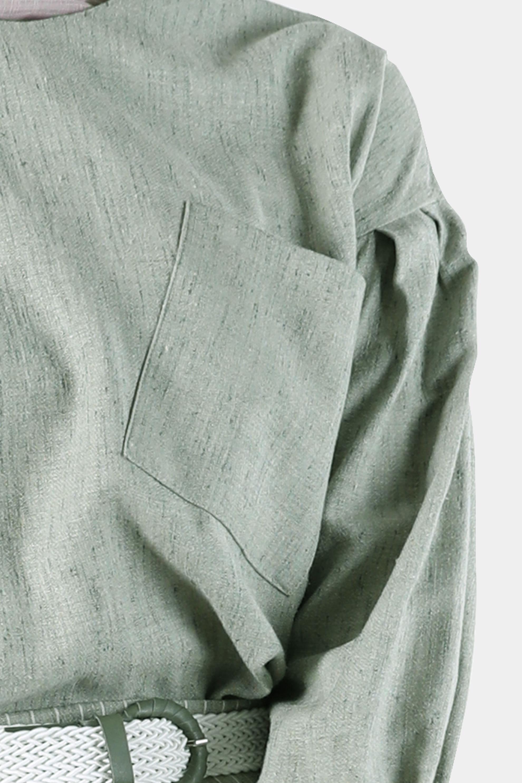 Tesettür giyim HAKİ KETEN GÖRÜNÜMLÜ İKİLİ ETEKLİ TAKIM 42686 