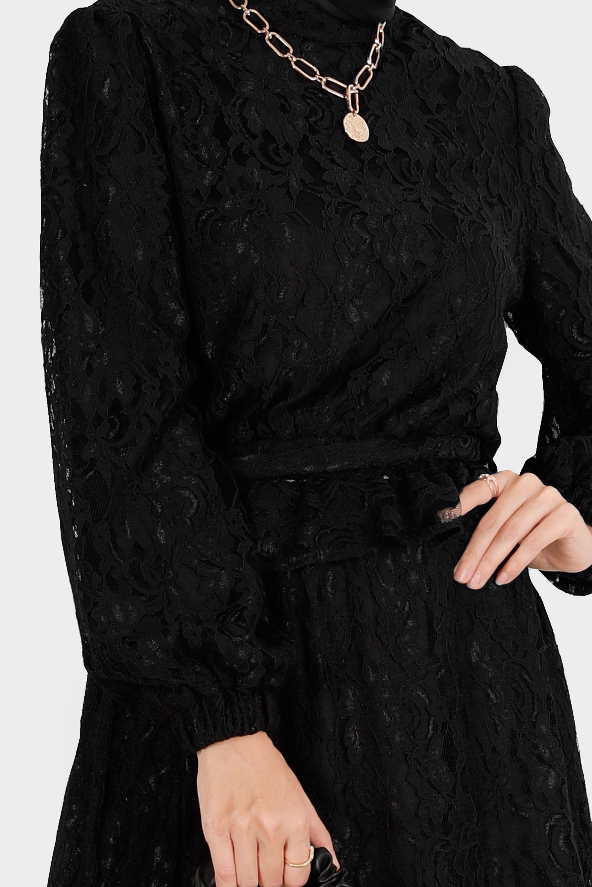 Vêtements hijab NOIR COSTUME JUPE 2 PIÈCES LAÇÉ AVEC CEINTURE 42844