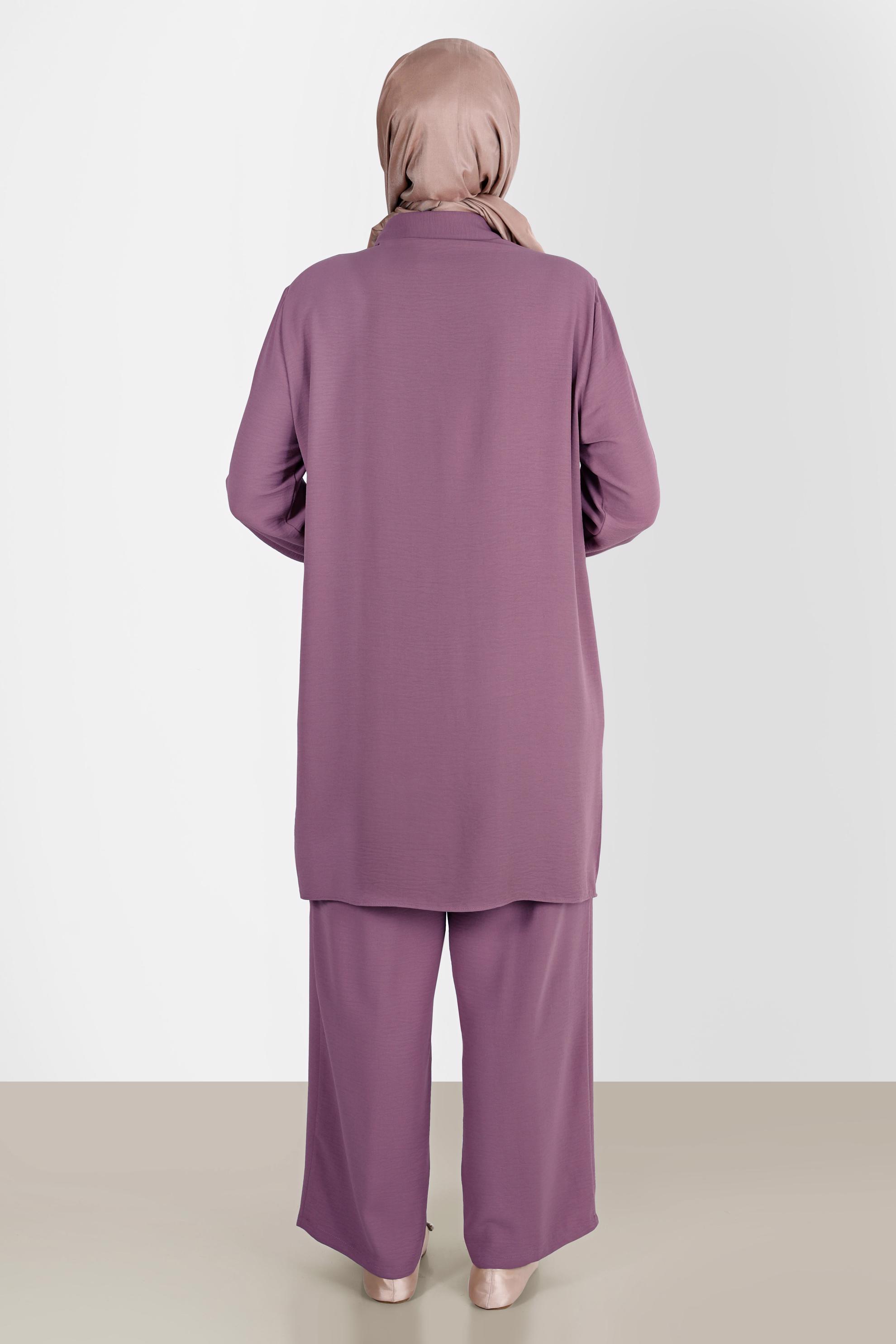 Hijab clothing PINK SEQUIN DETAIL BUTTONED 2-PIECE PANTS SUIT 20221 