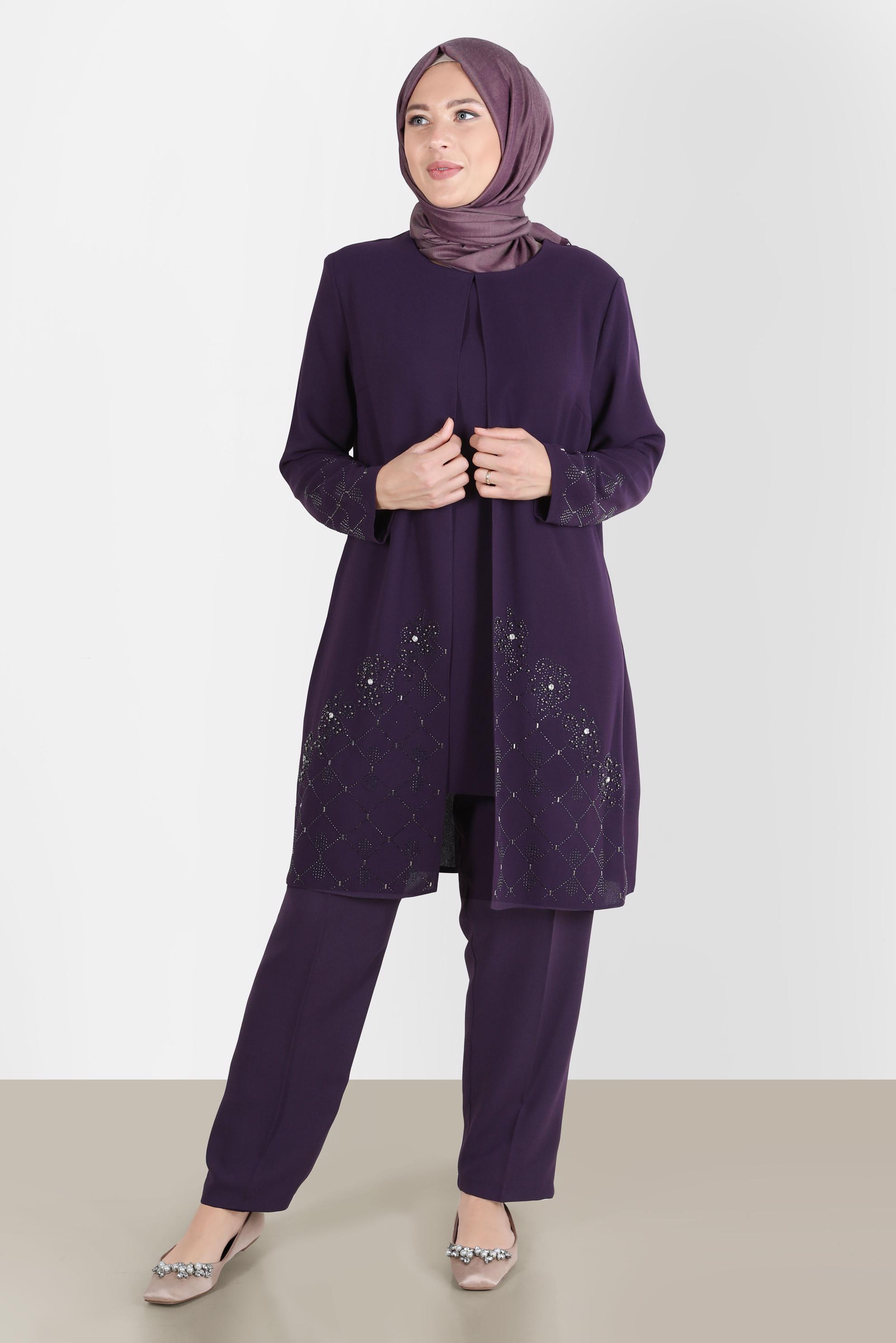 Hijab clothing DAMSON GEM DETAIL 2-PIECE PANTS SUIT 20241 