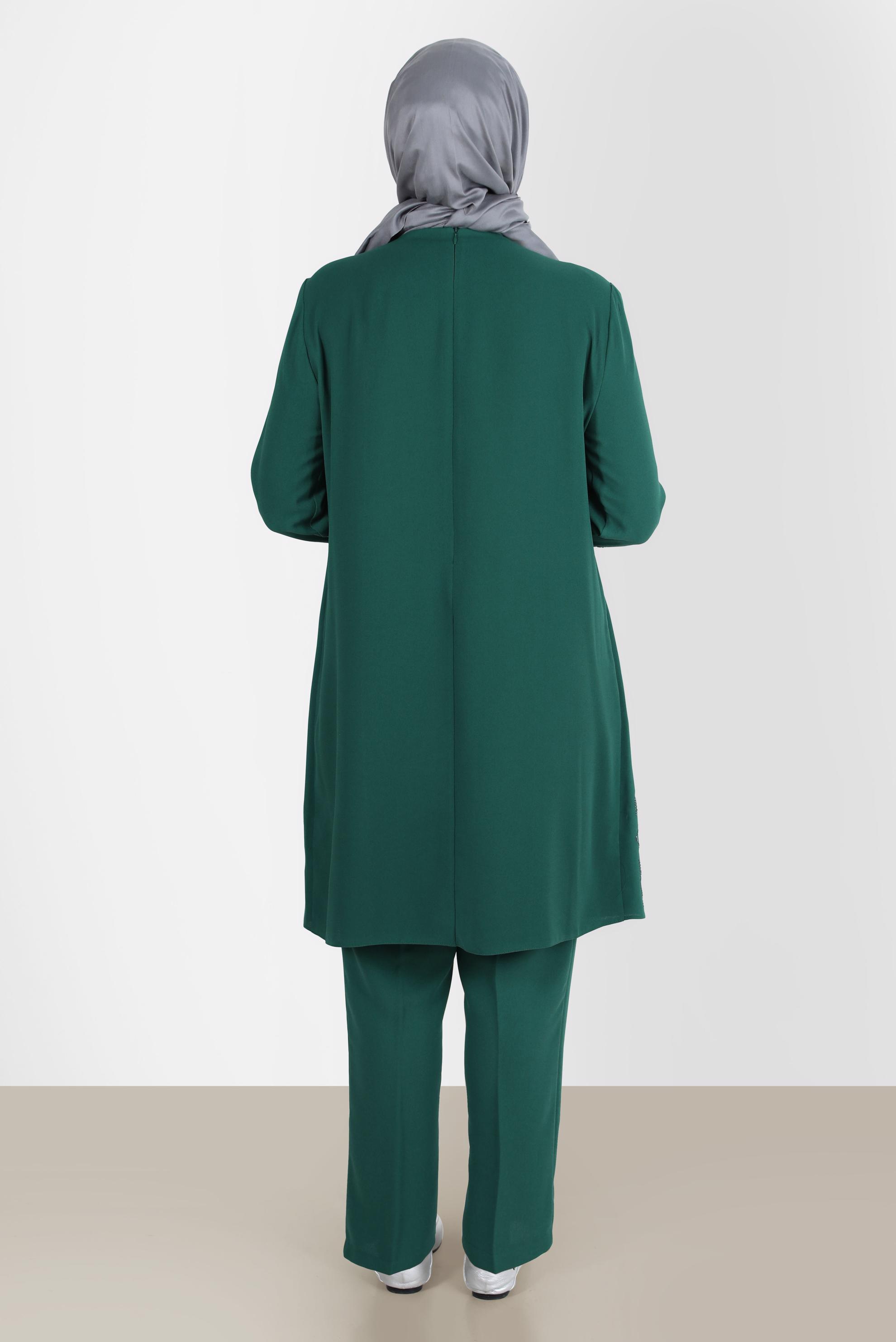Hijab clothing GREEN GEM DETAIL 2-PIECE PANTS SUIT 20241 