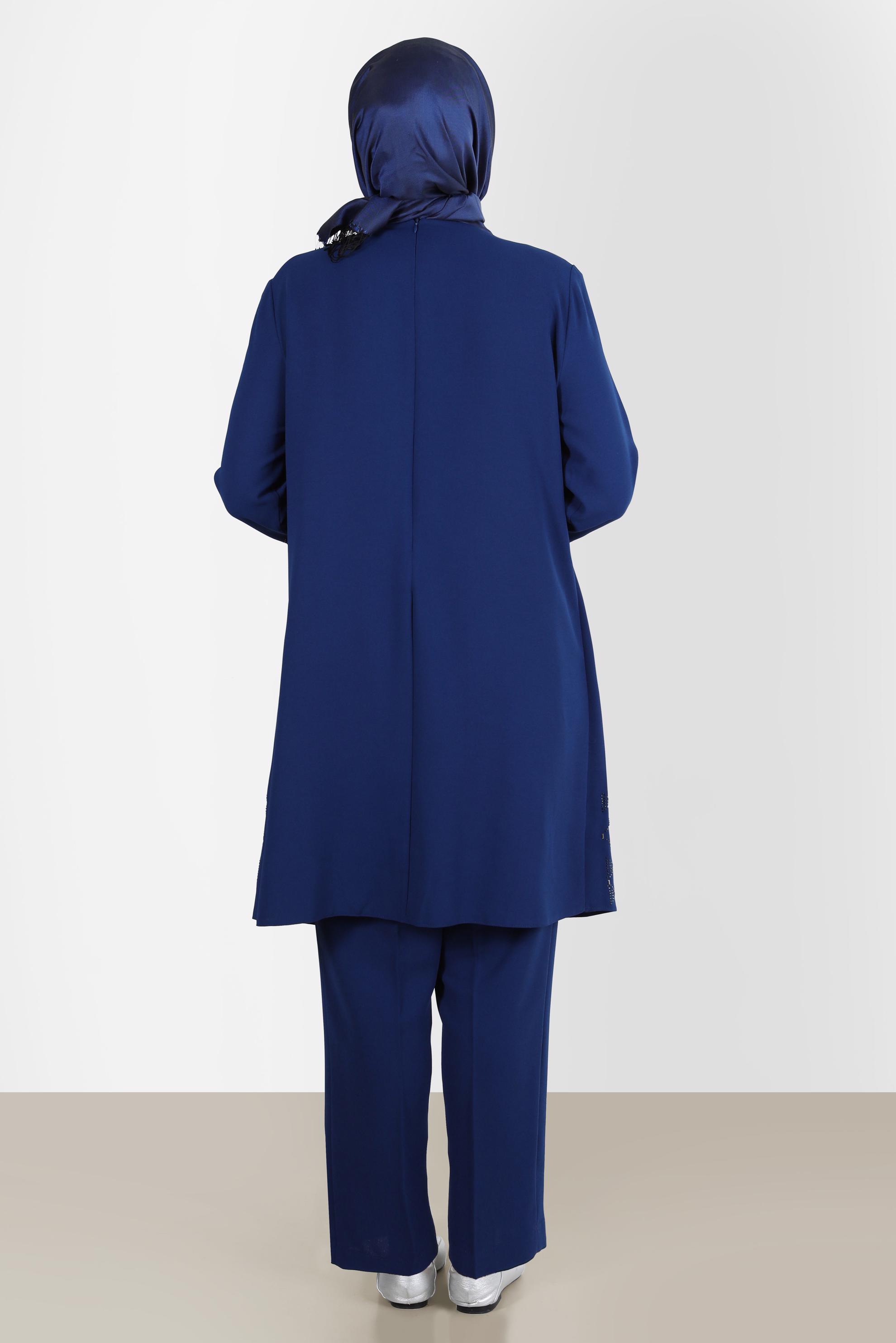 Tesettür giyim LACİVERT TAŞ DETAYLI İKİLİ PANT. TAKIM 20241 