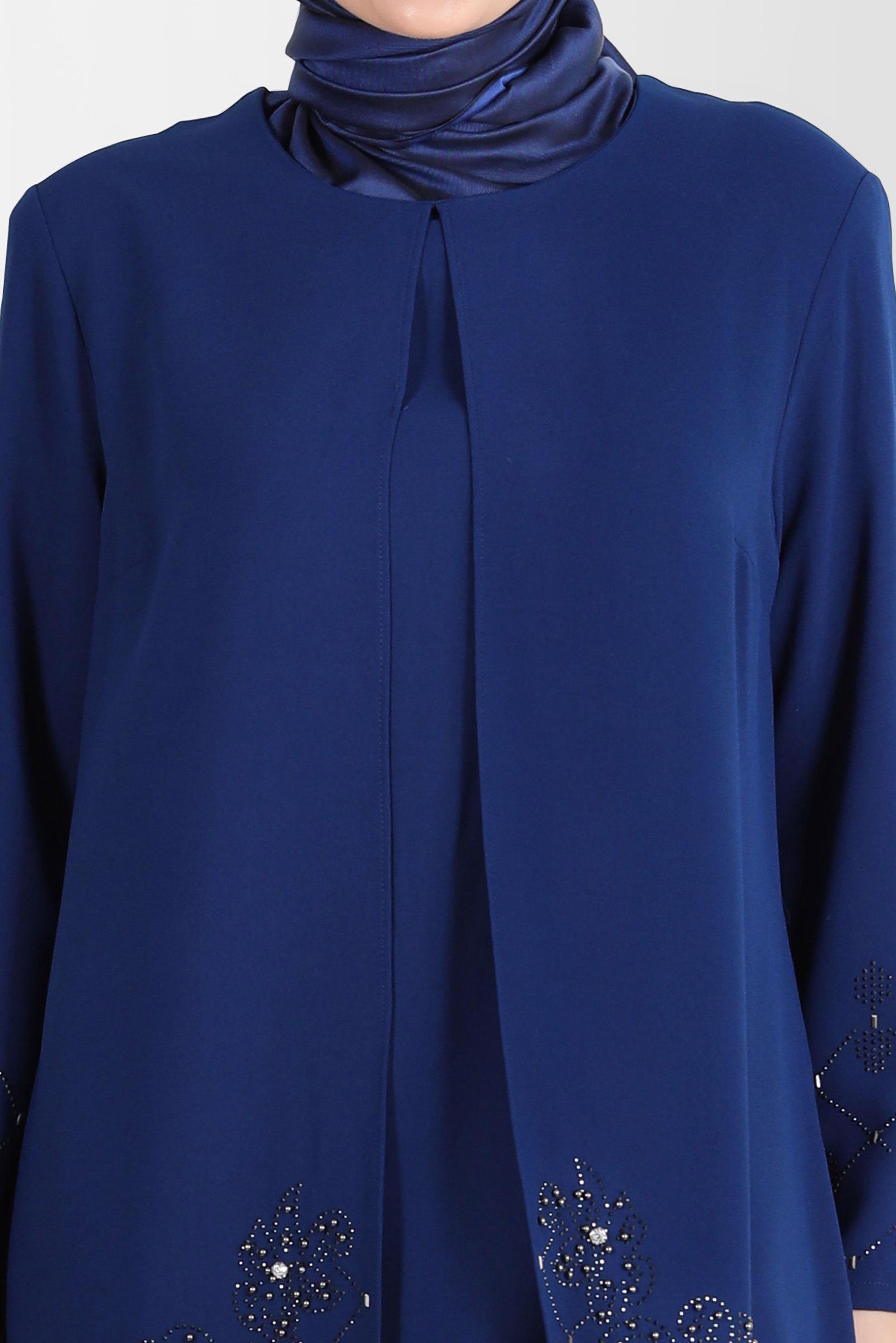 Tesettür giyim LACİVERT TAŞ DETAYLI İKİLİ PANT. TAKIM 20241 