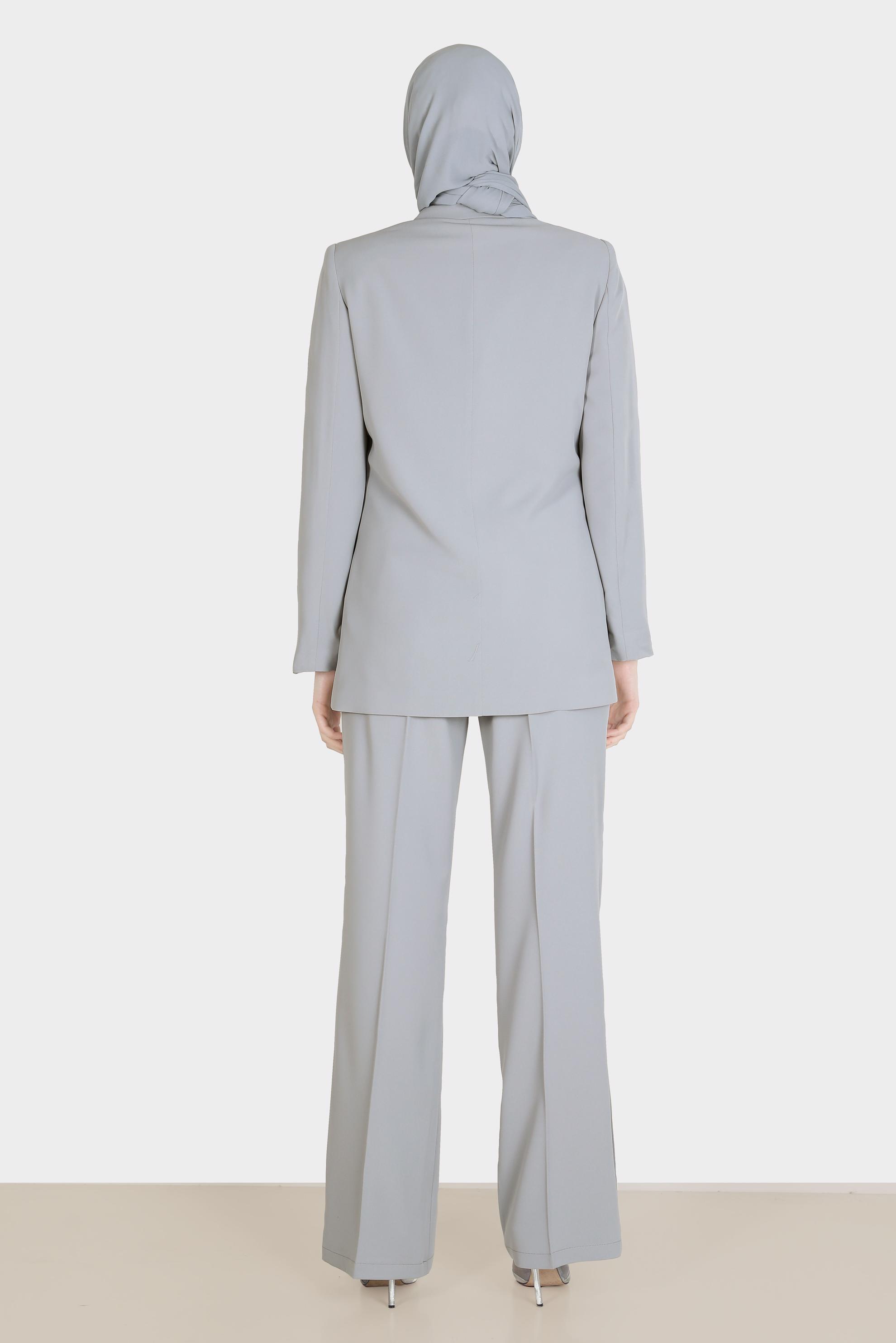 Tesettür giyim GRİ KEMERLİ KLASİK ÜÇLÜ PANT. TAKIM 30251 