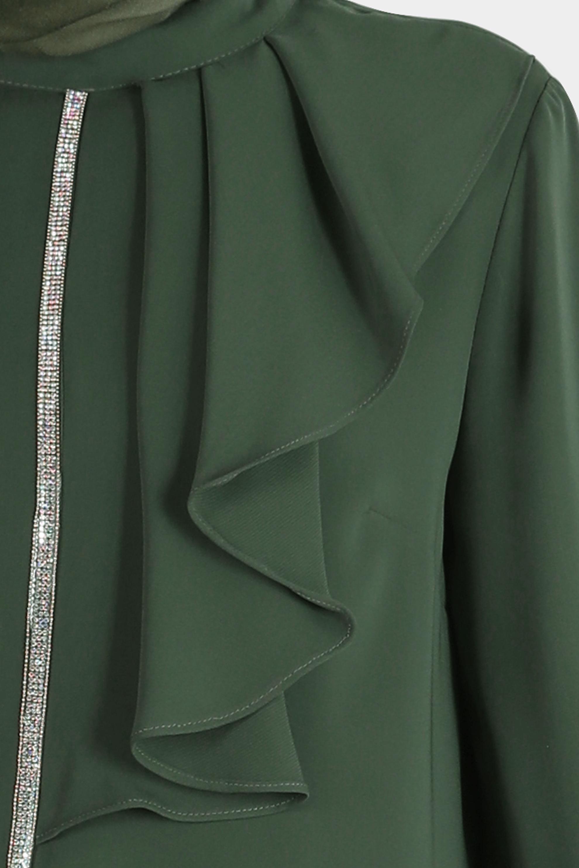 Tesettür giyim HAKİ TAŞ DETAYLI VOLANLI İKİLİ PANT. TAKIM 30253 