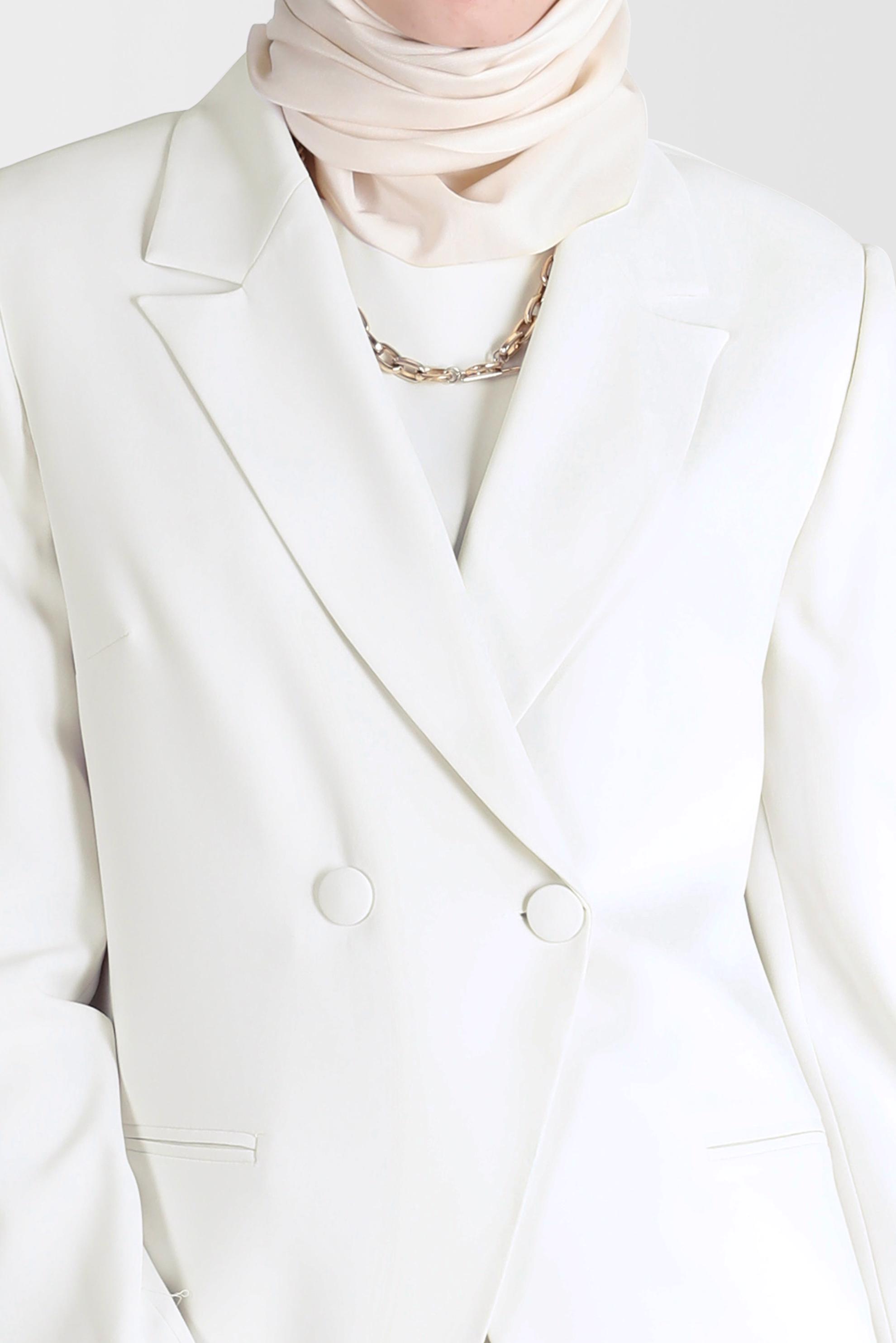 Tesettür giyim BEYAZ KLASİK ÜÇLÜ PANT. TAKIM 30254 