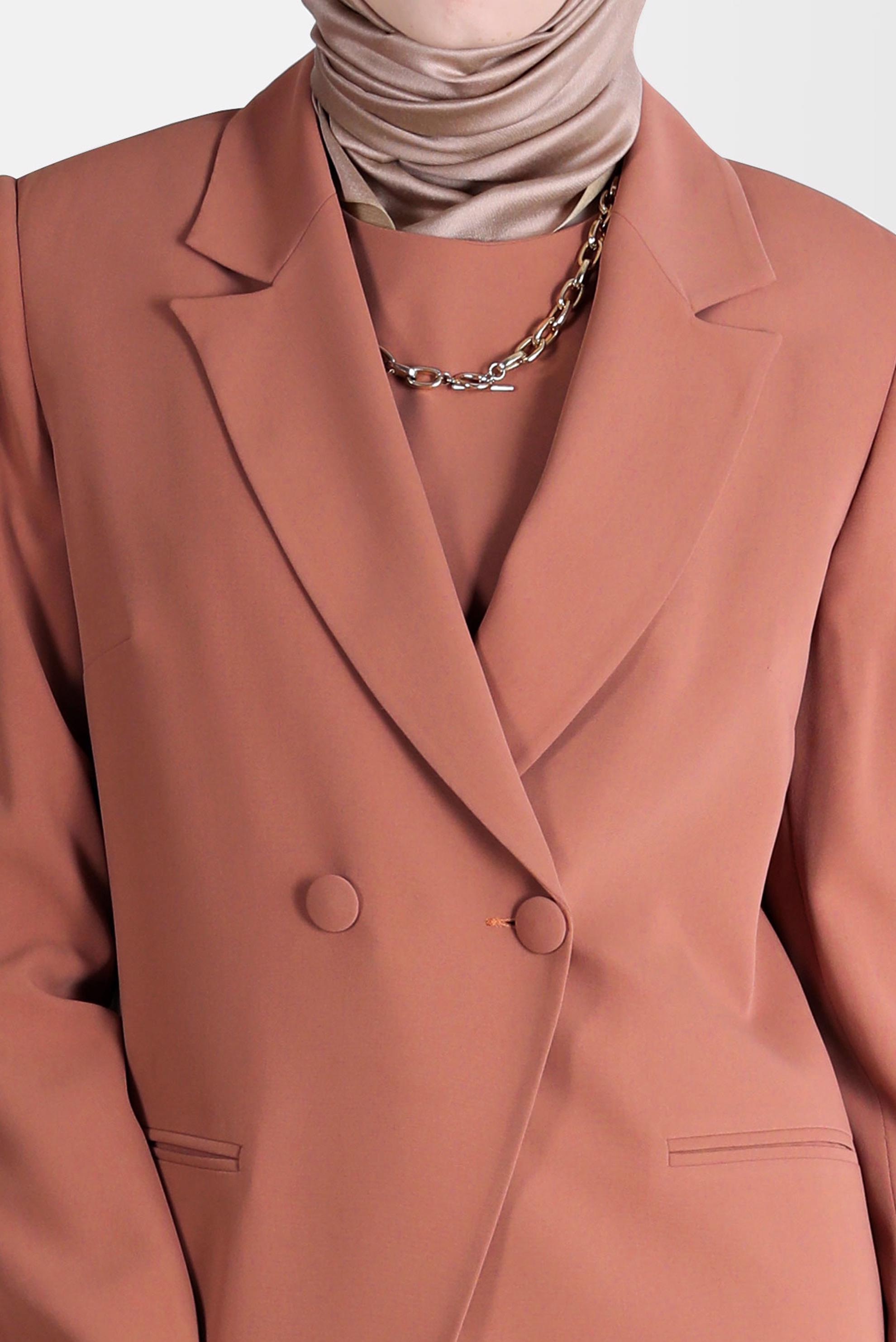 Tesettür giyim TURUNCU KLASİK ÜÇLÜ PANT. TAKIM 30254 