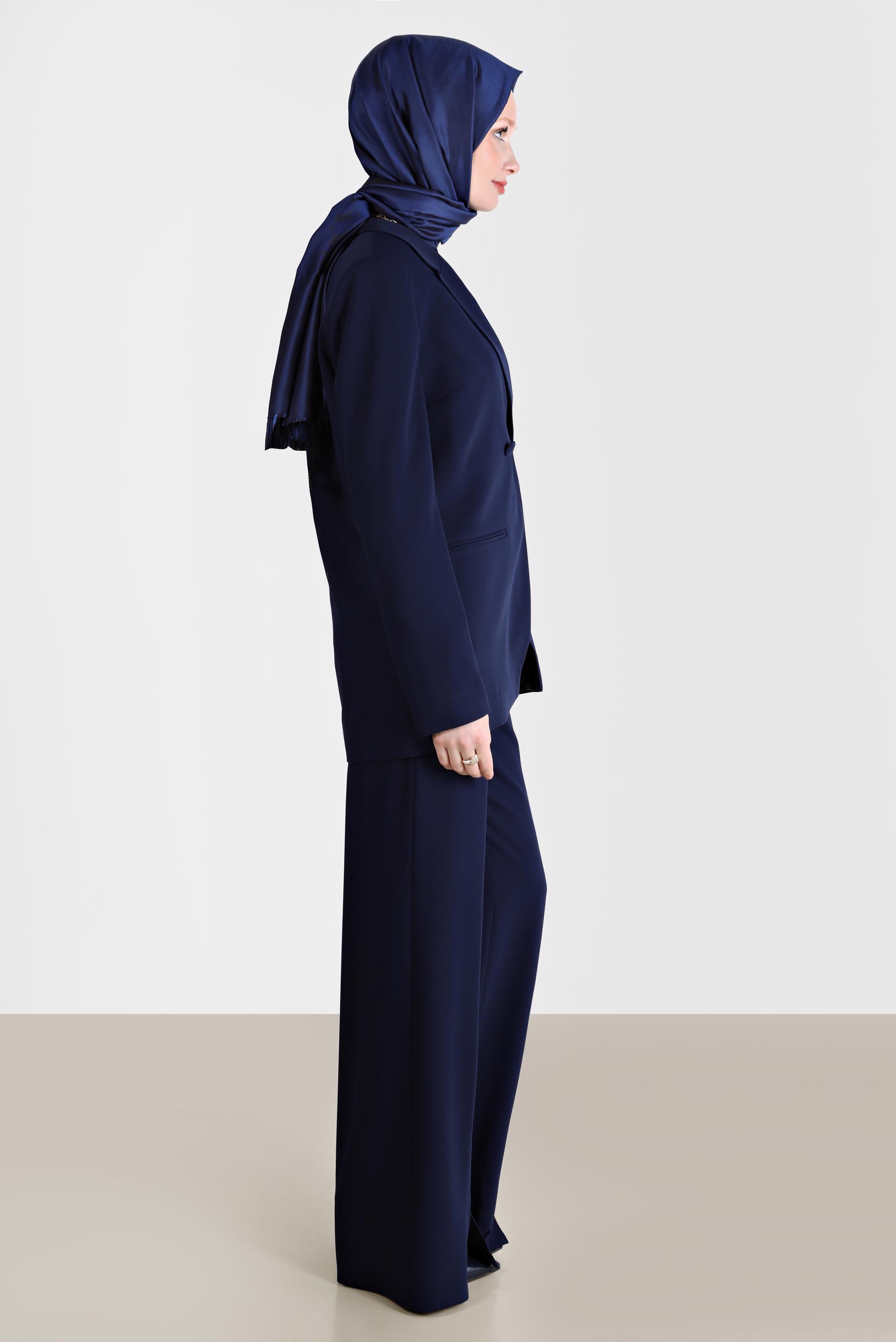 Tesettür giyim LACİVERT KLASİK ÜÇLÜ PANT. TAKIM 30254 
