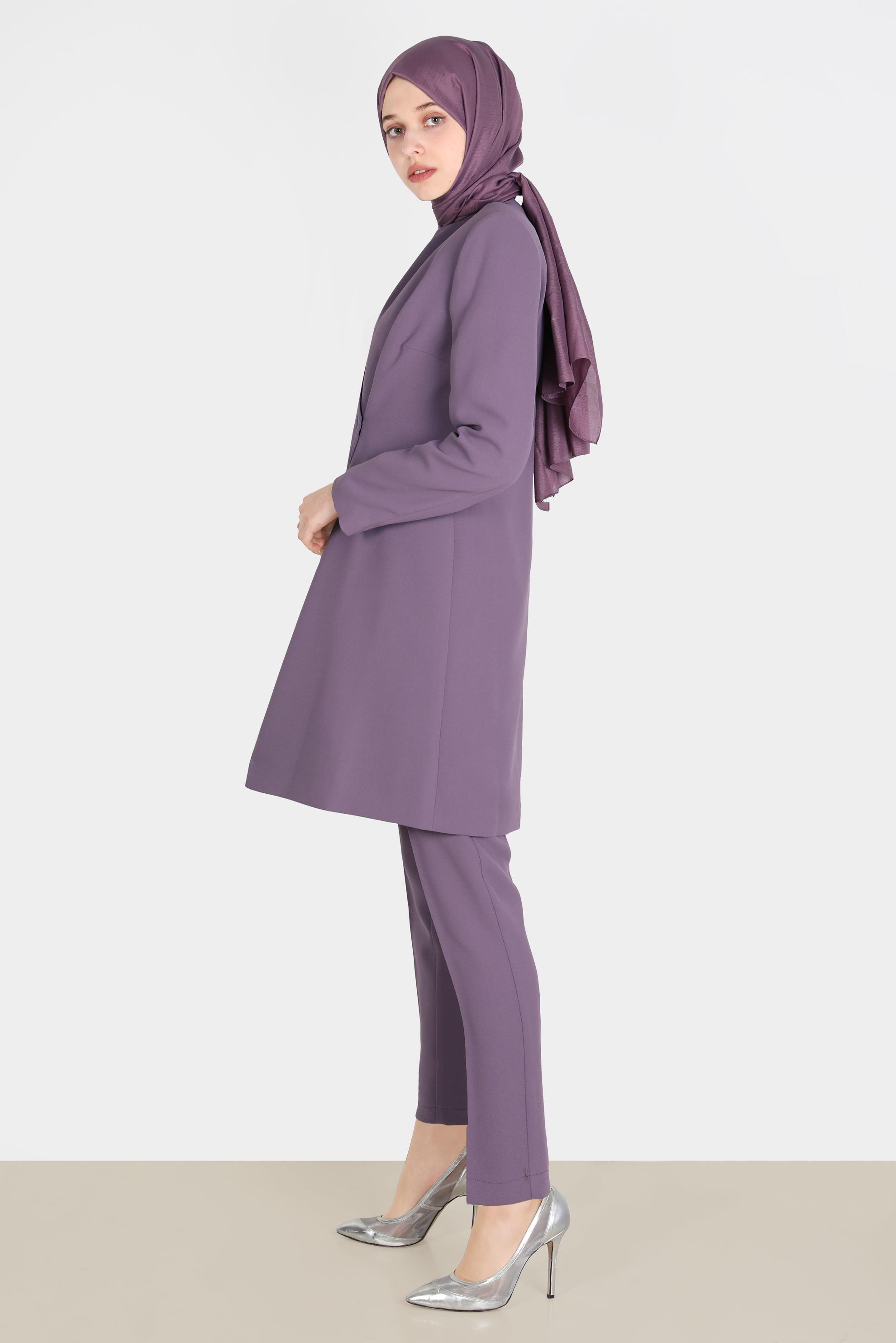 Tesettür giyim MOR TAŞLI NAKIŞLI ÜÇLÜ PANT. TAKIM 30258 