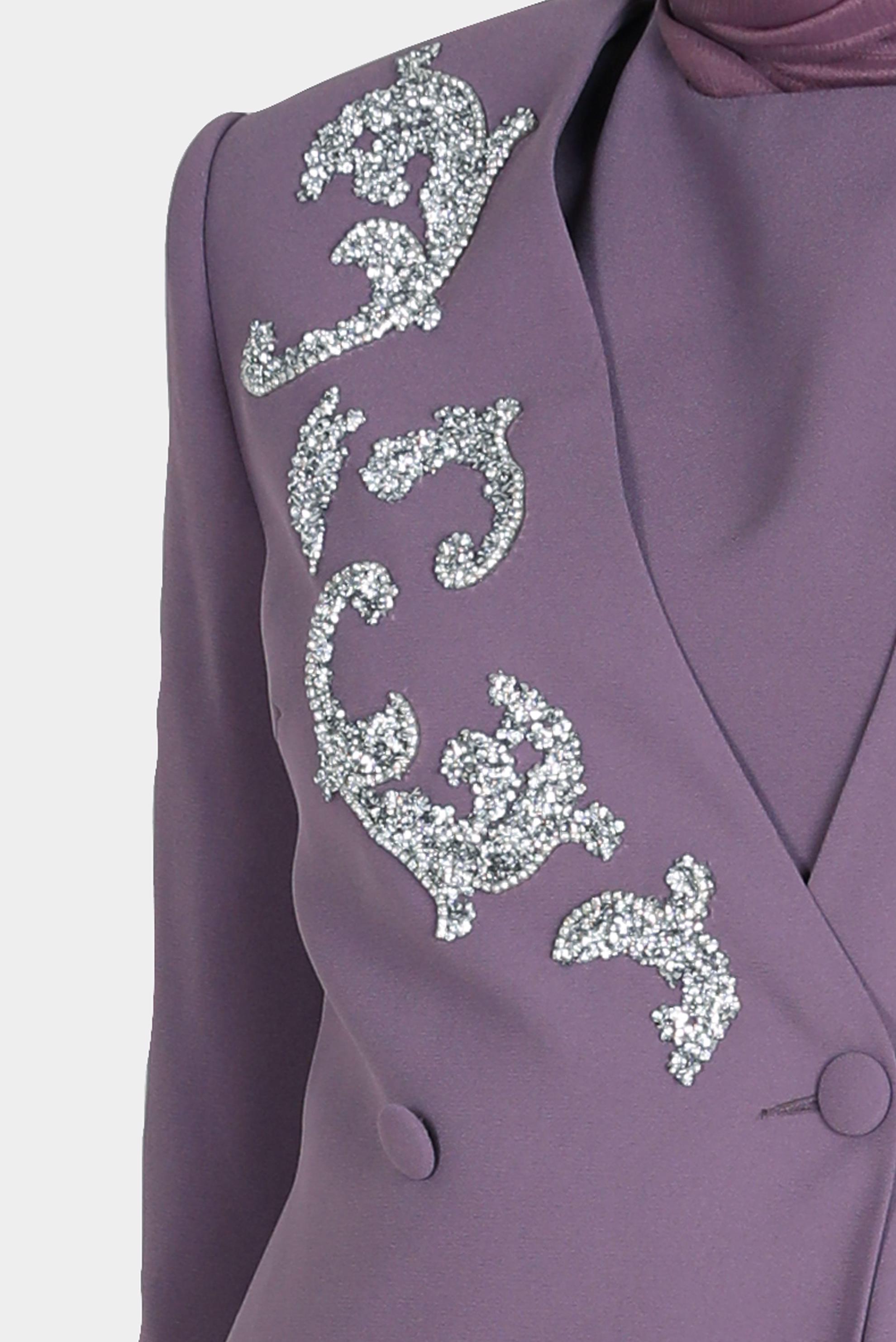 Tesettür giyim MOR TAŞLI NAKIŞLI ÜÇLÜ PANT. TAKIM 30258 