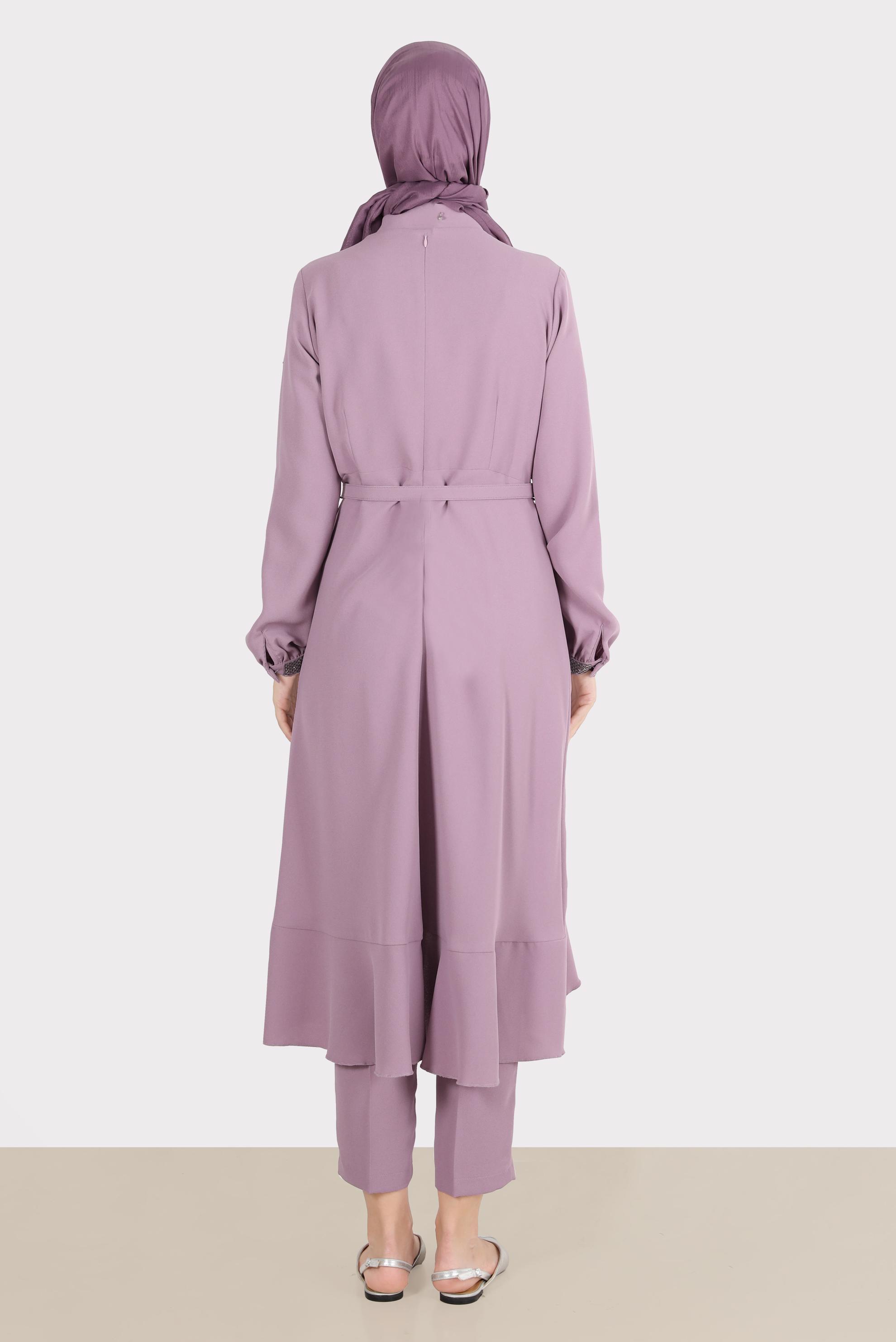 Tesettür giyim PUDRA TAŞ DETAYLI PANTOLUNLU TAKIM 30260