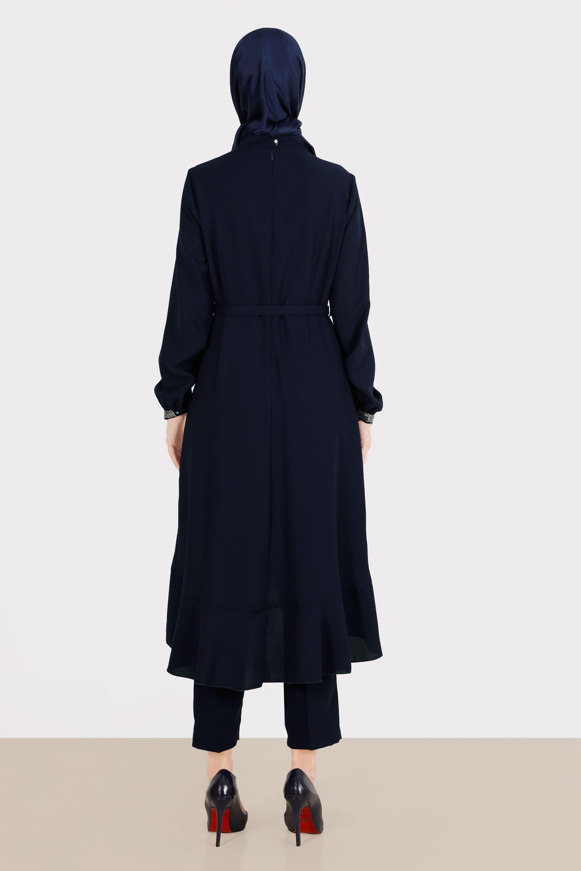 Tesettür giyim LACİVERT TAŞ DETAYLI PANTOLUNLU TAKIM 30260