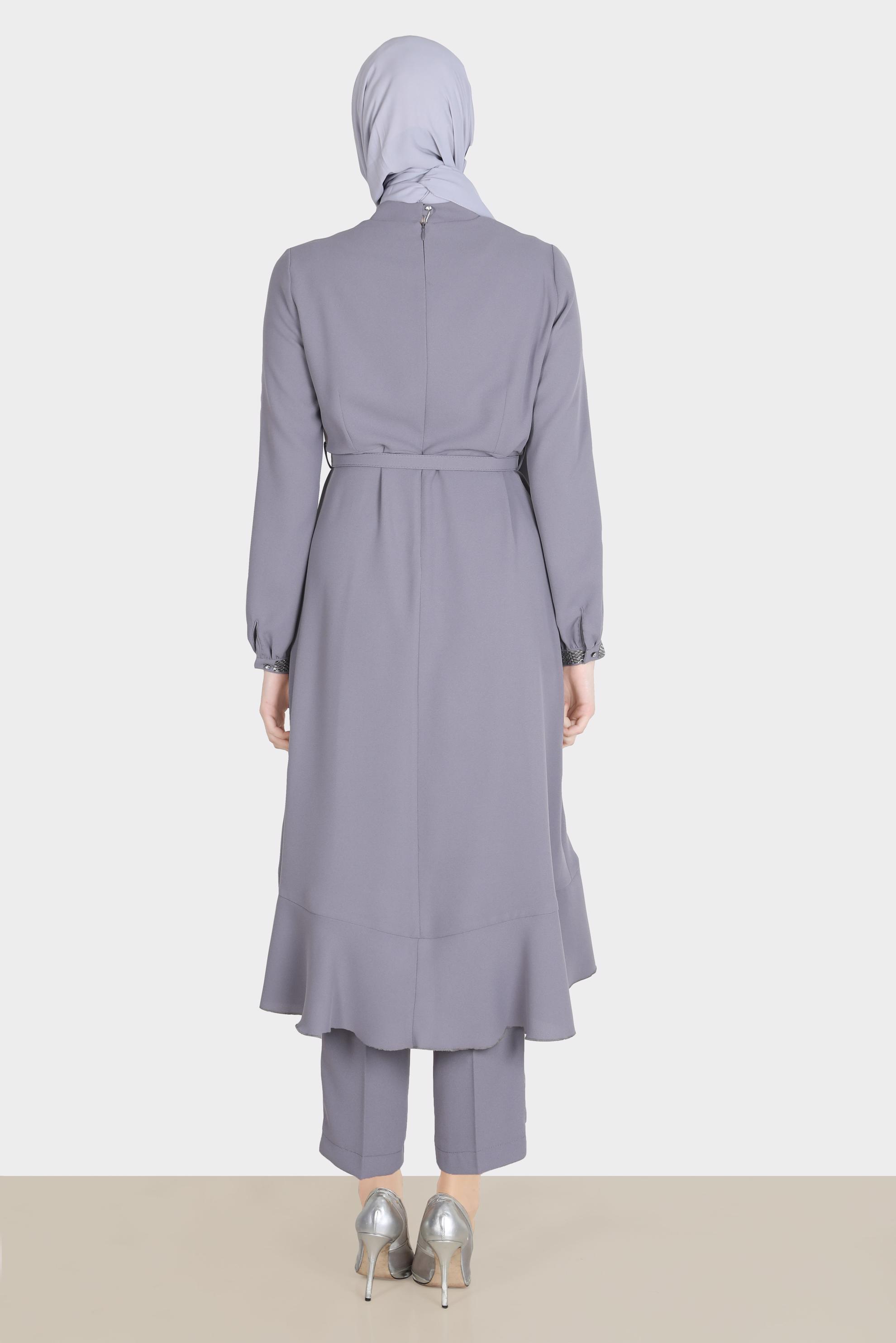 Tesettür giyim MOR TAŞ DETAYLI PANTOLUNLU TAKIM 30260