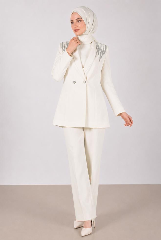 Vêtements hijab BLANC 30261 NEW SUZANNA 3&prime;LÜ PANT.TKM. 38/46 TEK40 - ALVİNA