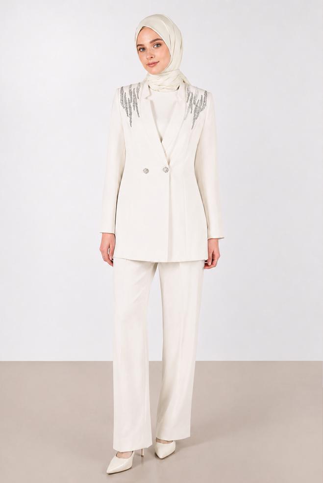Vêtements hijab BLANC 30261 NEW SUZANNA 3&prime;LÜ PANT.TKM. 38/46 TEK40 - ALVİNA