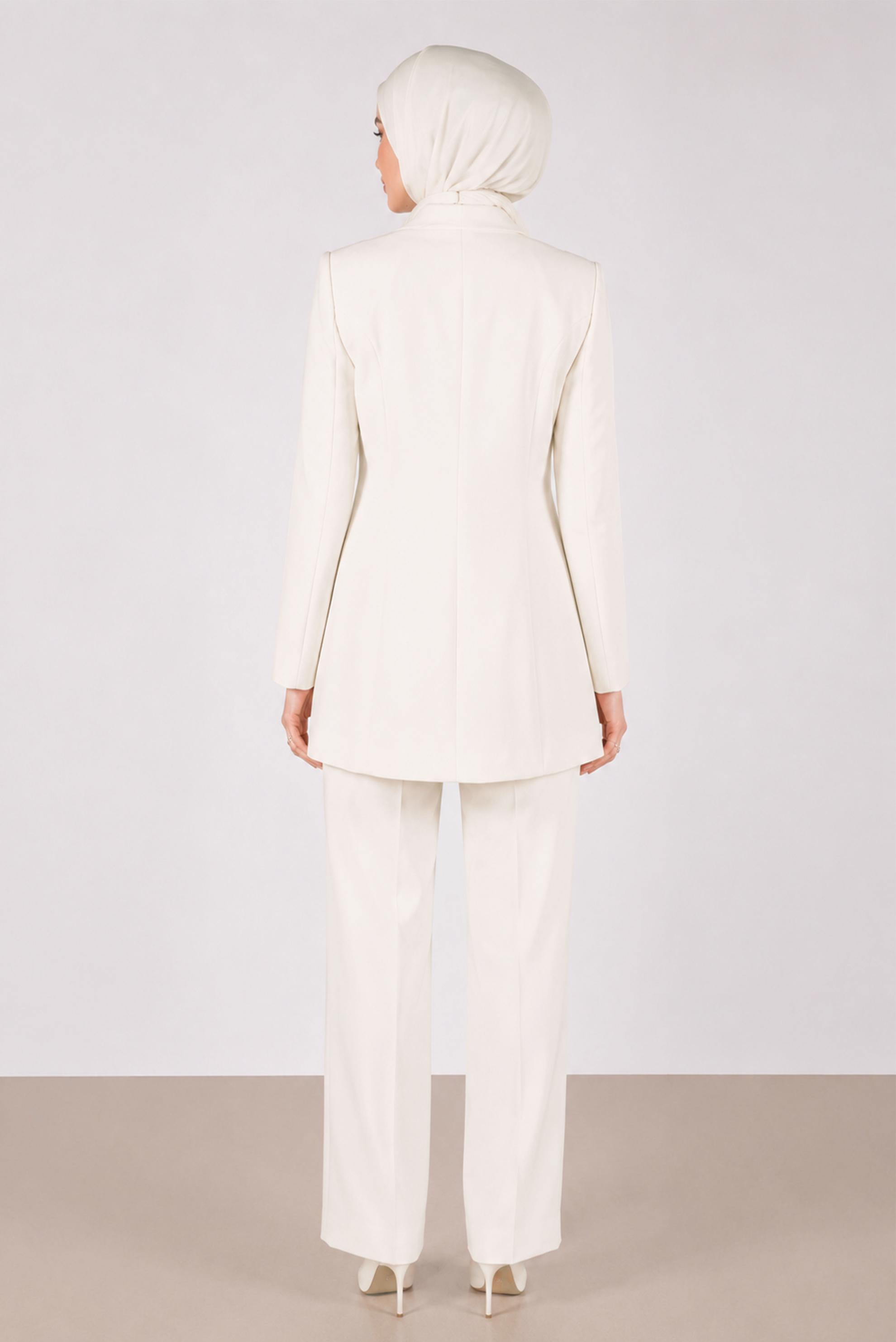 Vêtements hijab BLANC ENSEMBLE PANTALON 3 PIÈCES DÉTAIL GEM 30261