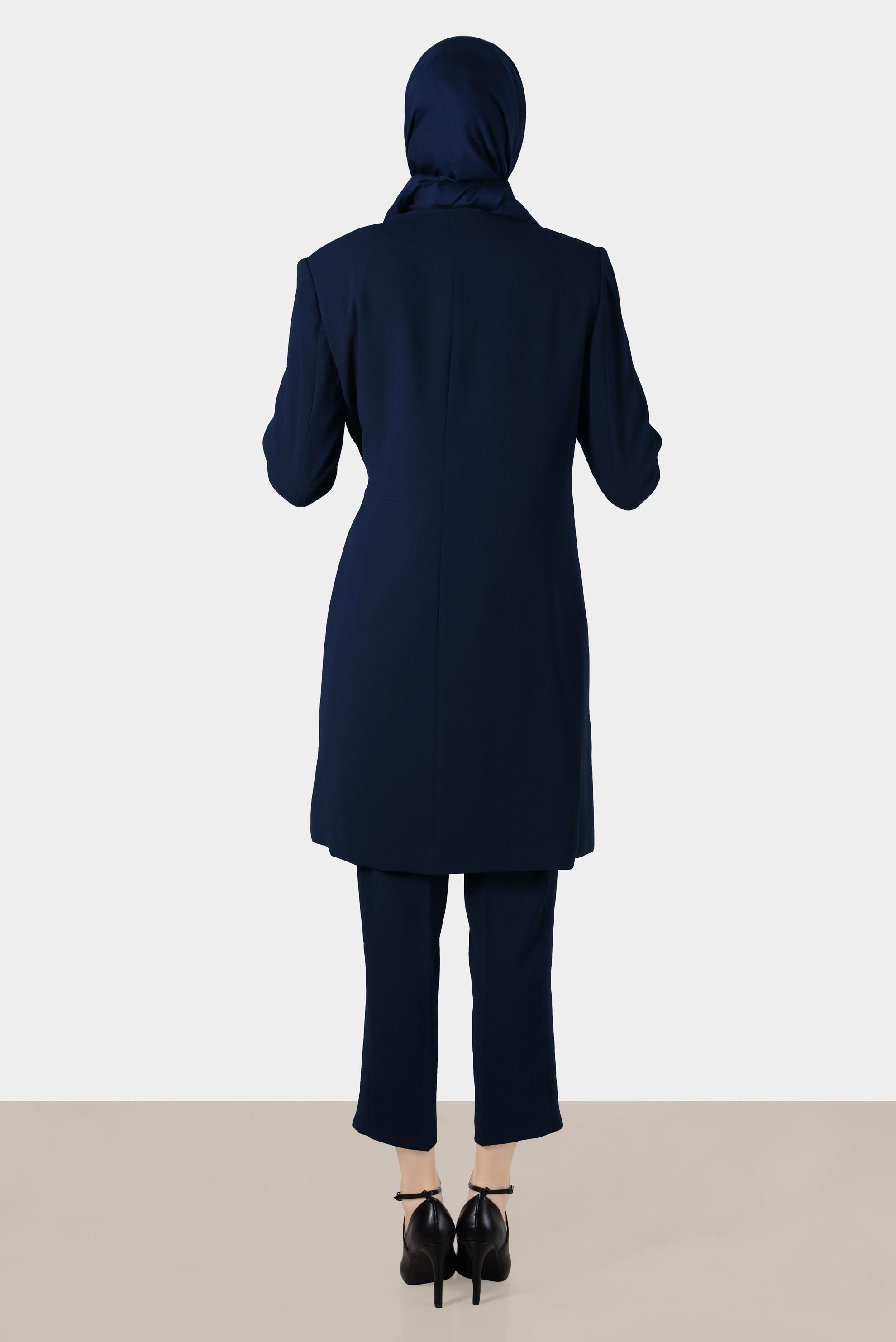 Tesettür giyim LACİVERT TAŞLI BONCUKLU YANDAN BAĞLAMALI ÜÇLÜ PANT. TAKIM 30263 