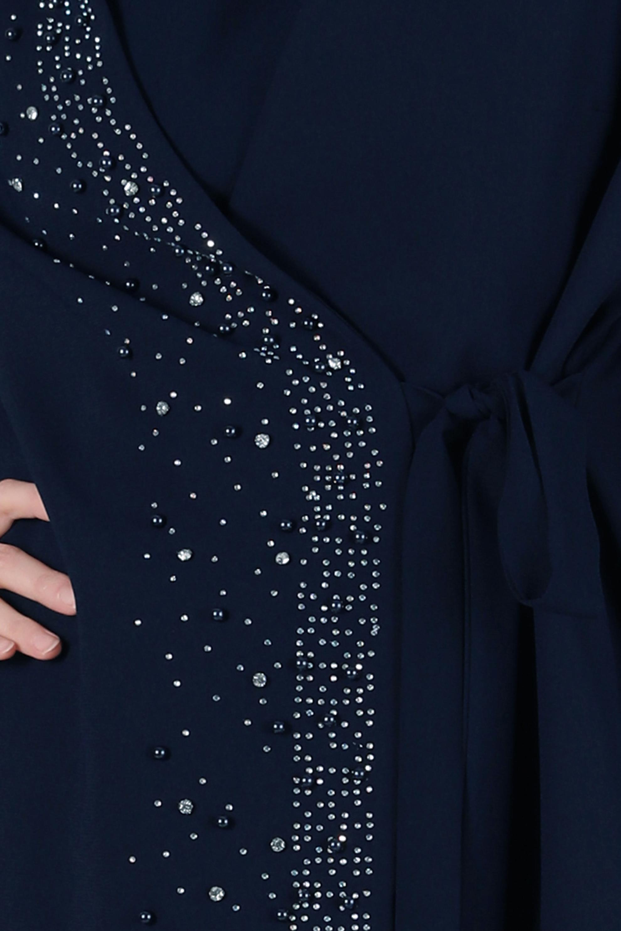 Tesettür giyim LACİVERT TAŞLI BONCUKLU YANDAN BAĞLAMALI ÜÇLÜ PANT. TAKIM 30263 