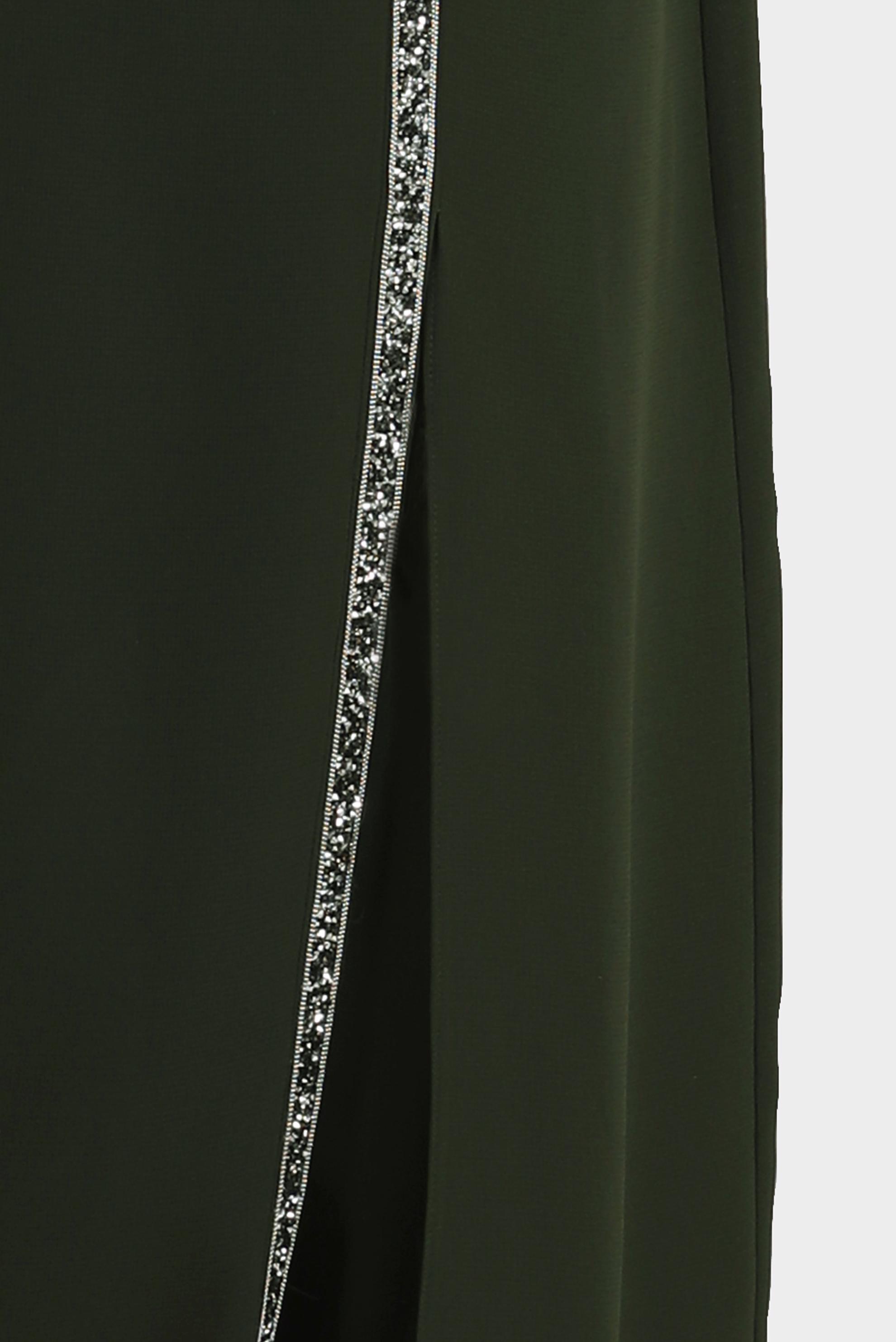 Tesettür giyim HAKİ BAĞLAMA DETAYLI TAŞLI İKİLİ PANTOLONLU TAKIM 30266