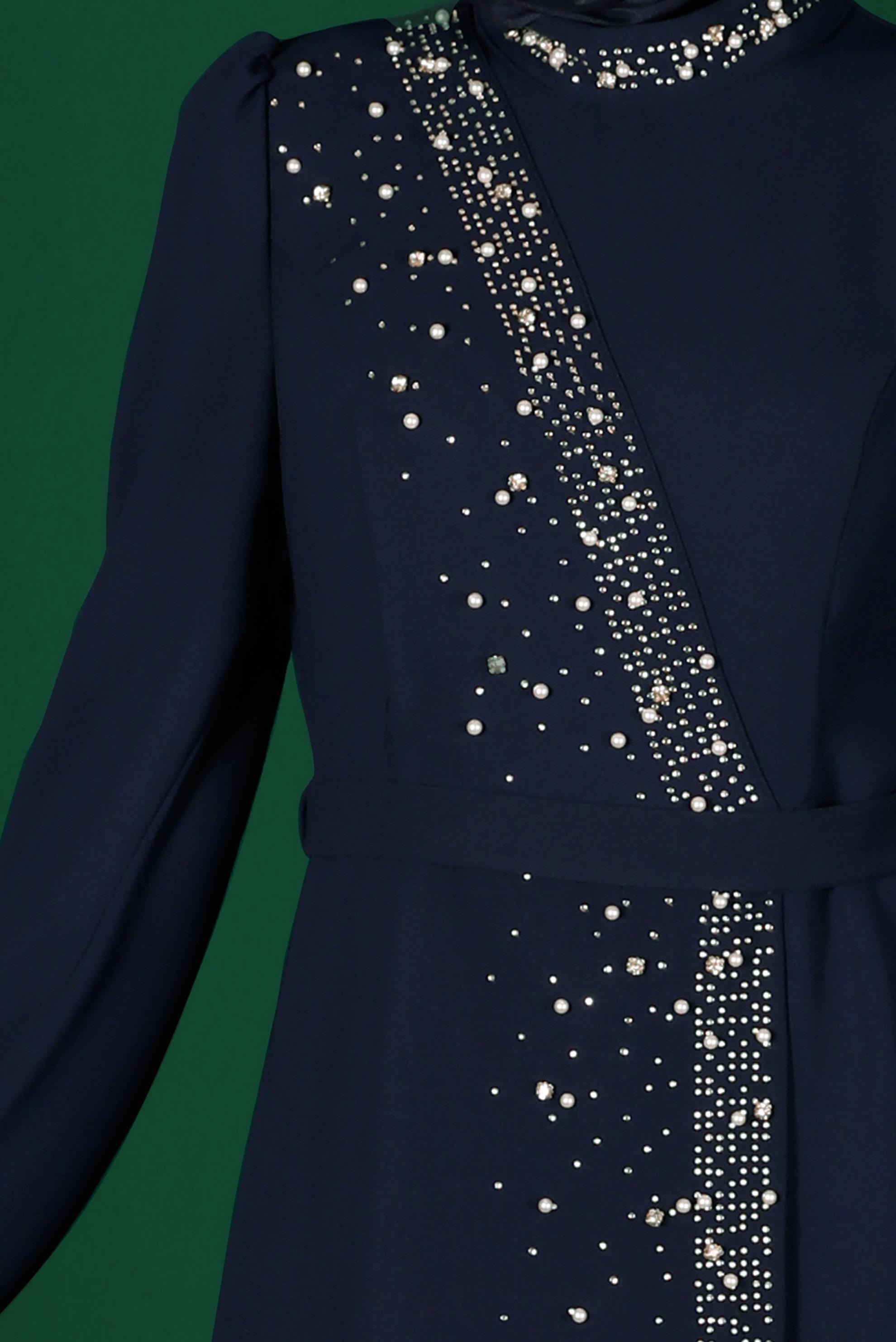 Tesettür giyim LACİVERT KEMERLİ PANTOLONLU TAKIM 30271