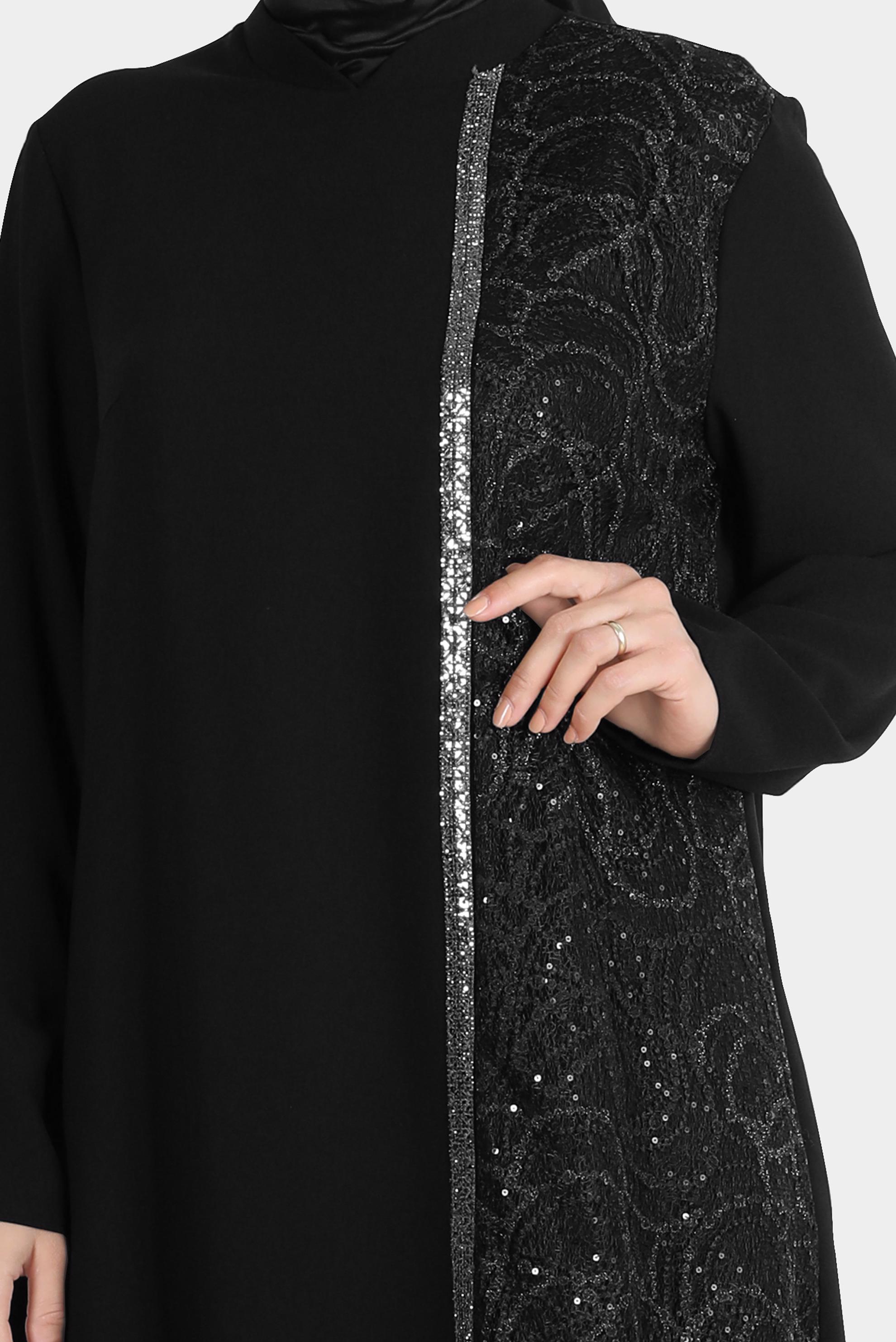 Tesettür giyim SİYAH TAŞ ŞERİT DETAYLI GÜPÜRLÜ İKİLİ PANT. TAKIM 30274 