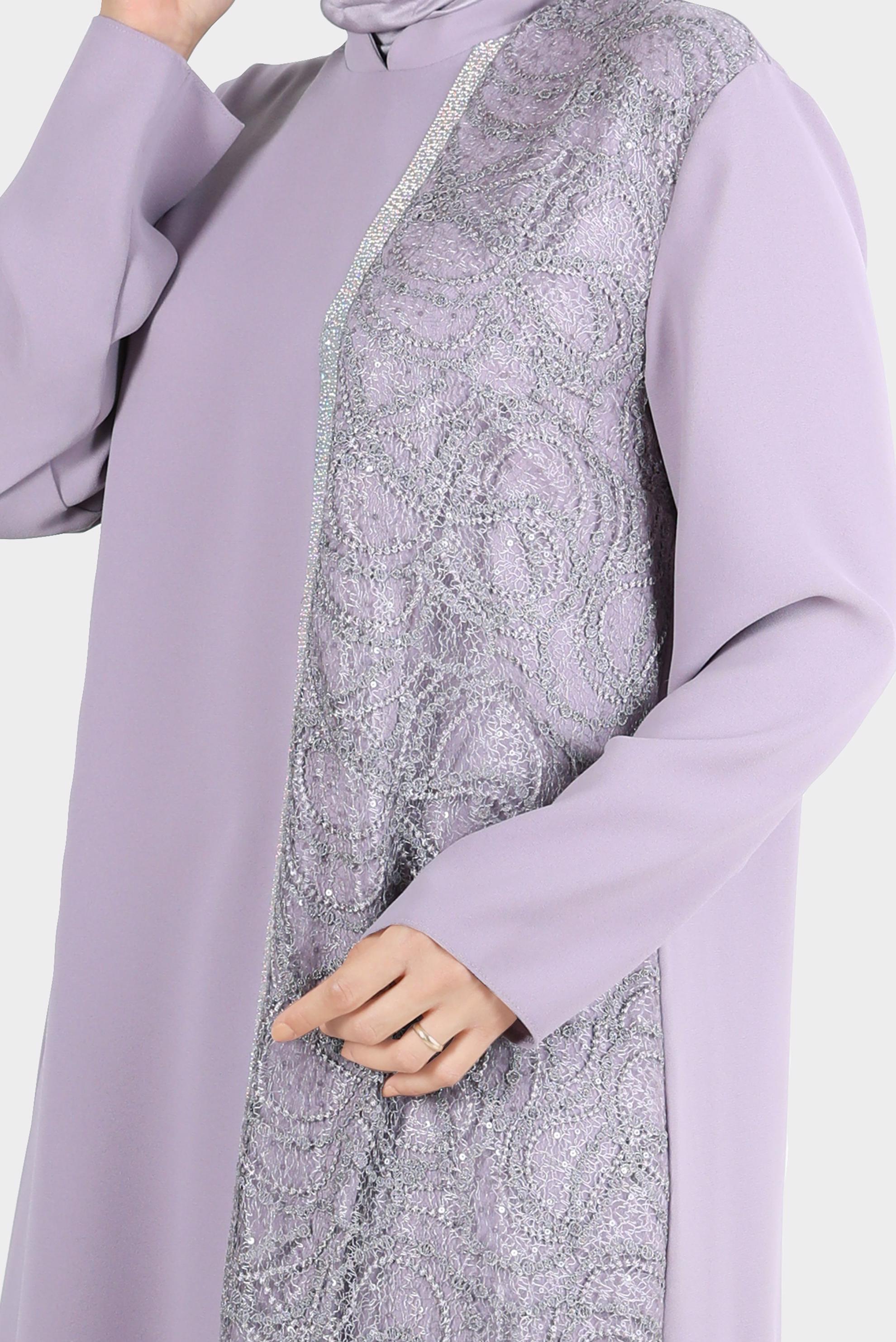 Tesettür giyim MOR TAŞ ŞERİT DETAYLI GÜPÜRLÜ İKİLİ PANT. TAKIM 30274 