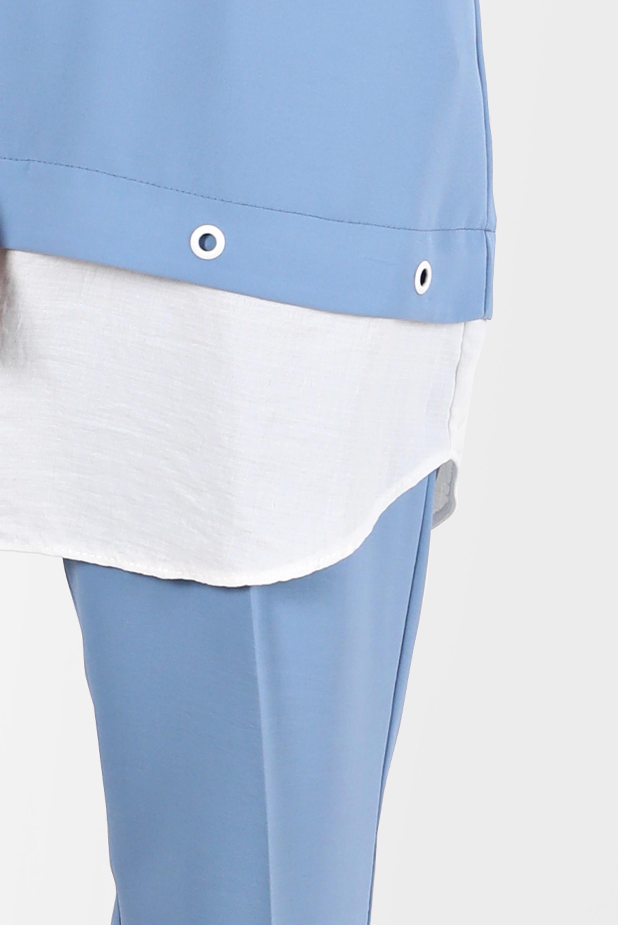 Hijab clothing BLUE EYELET DETAIL HOODED 2-PIECE PANTS SUIT 41721 