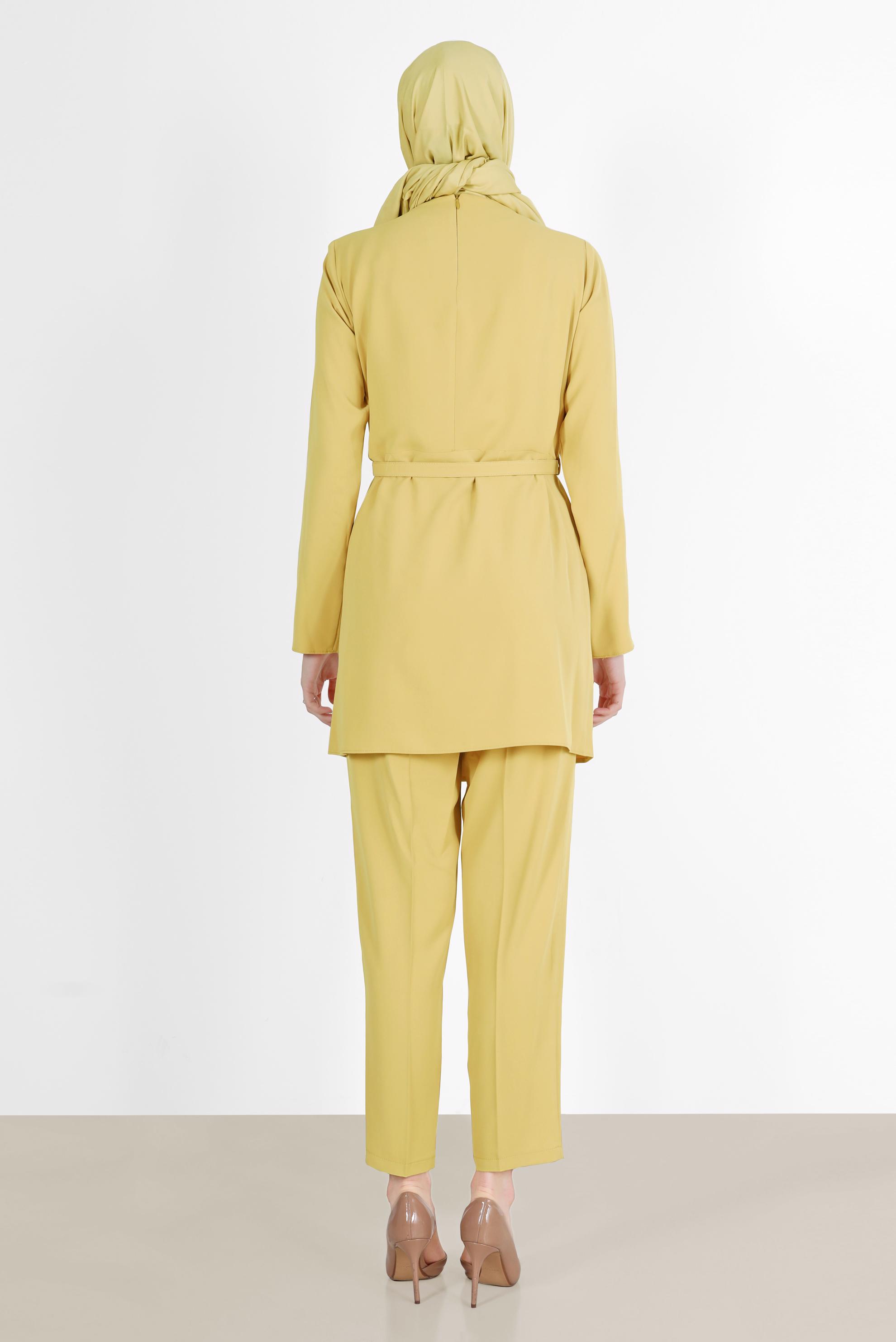Hijab clothing YELLOW BUTTONED 2-PIECE PANTS SUIT 42508 