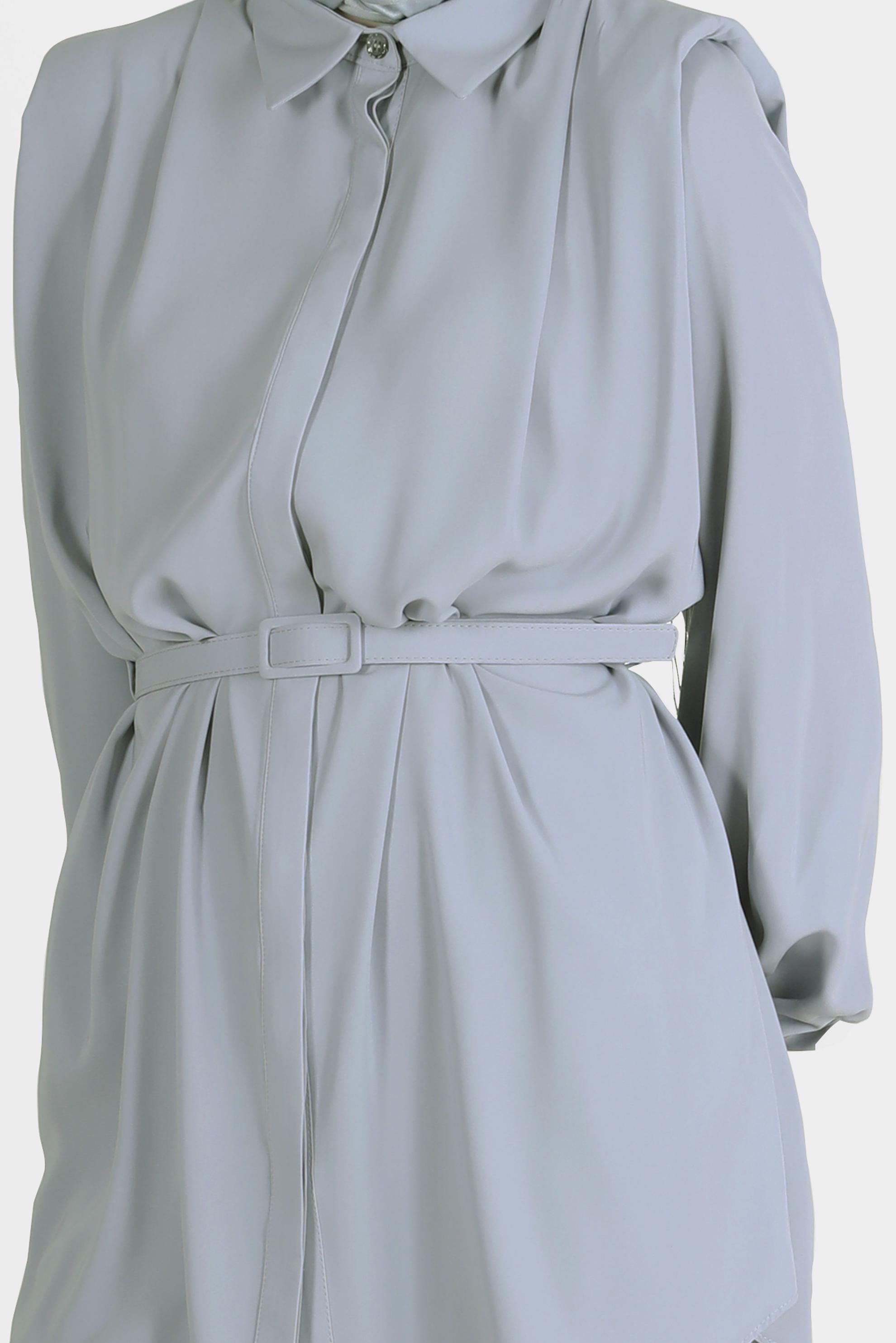 Tesettür giyim GRİ GİZLİ DÜĞMELİ PANTOLONLU TAKIM 42509	