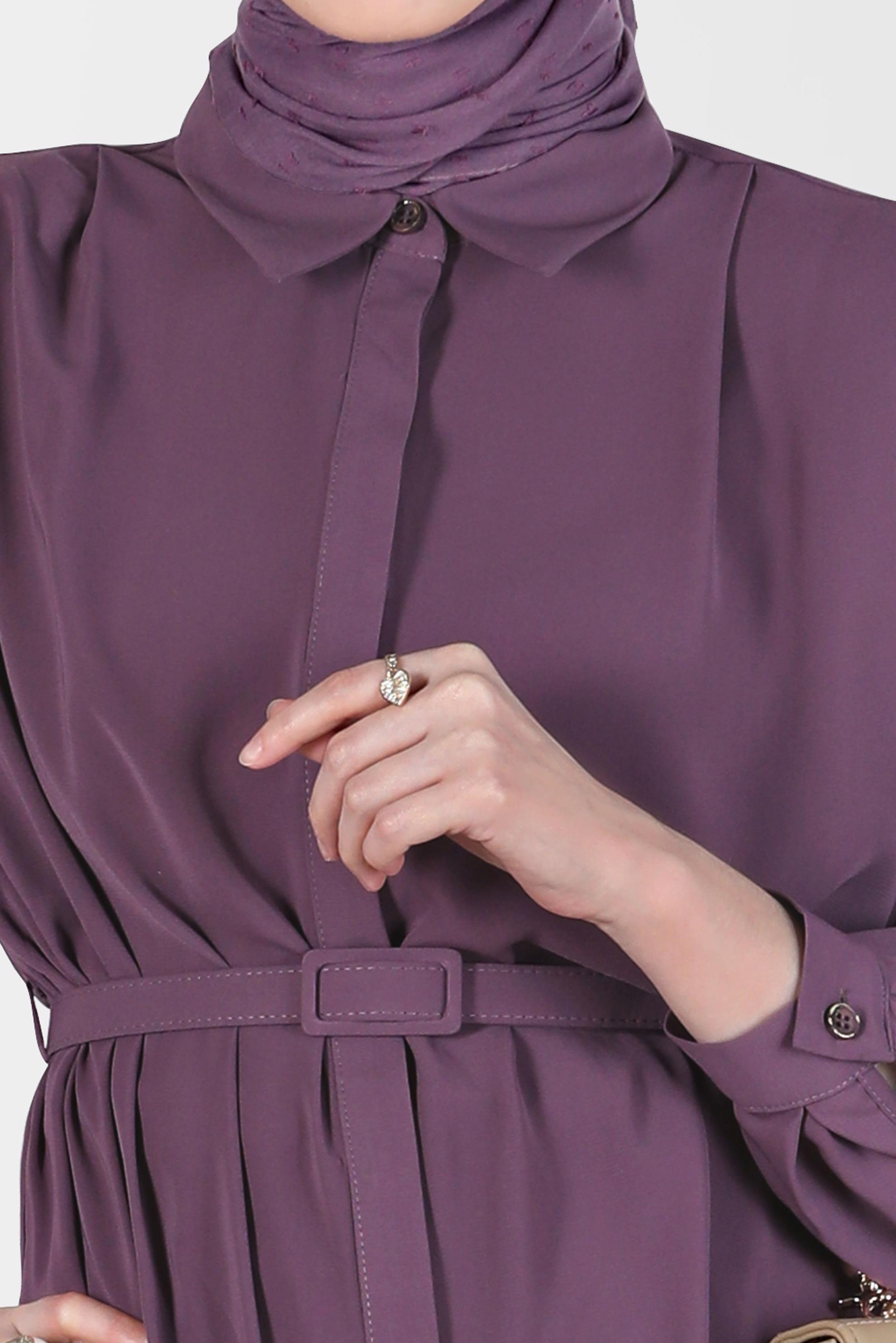 Tesettür giyim MOR GİZLİ DÜĞMELİ PANTOLONLU TAKIM 42509	