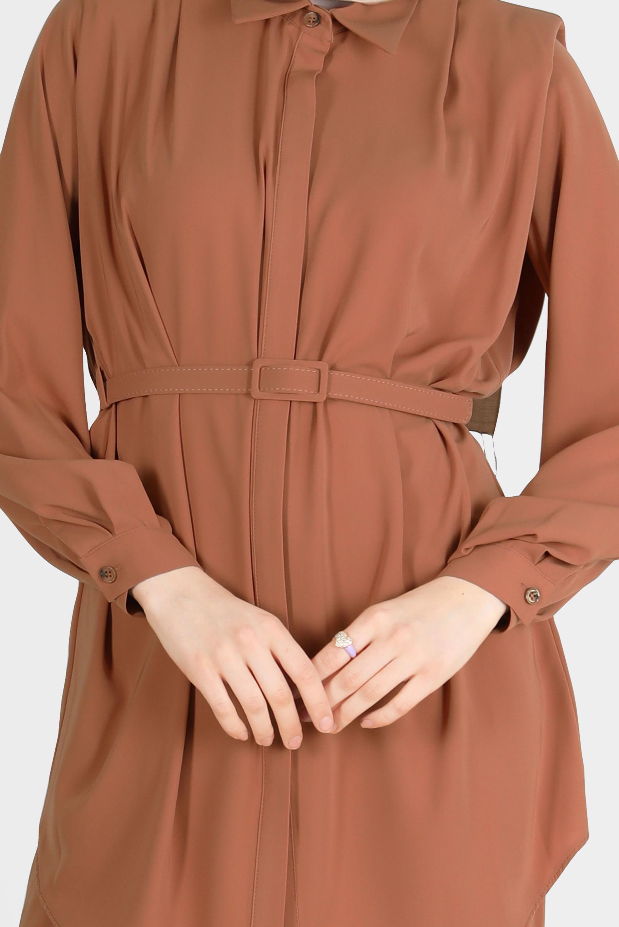 Hijab clothing BROWN INVISIBLE BUTTONED PANTS SUIT 42509 