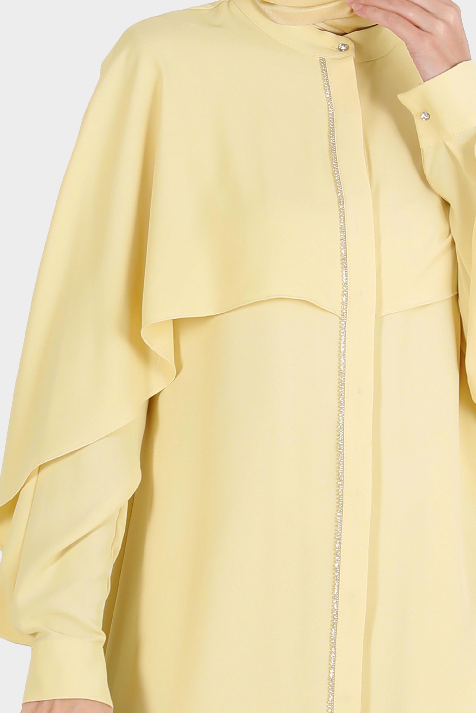 Tesettür giyim SARI TAŞ ŞERİTLİ PANTOLONLU TAKIM 42511