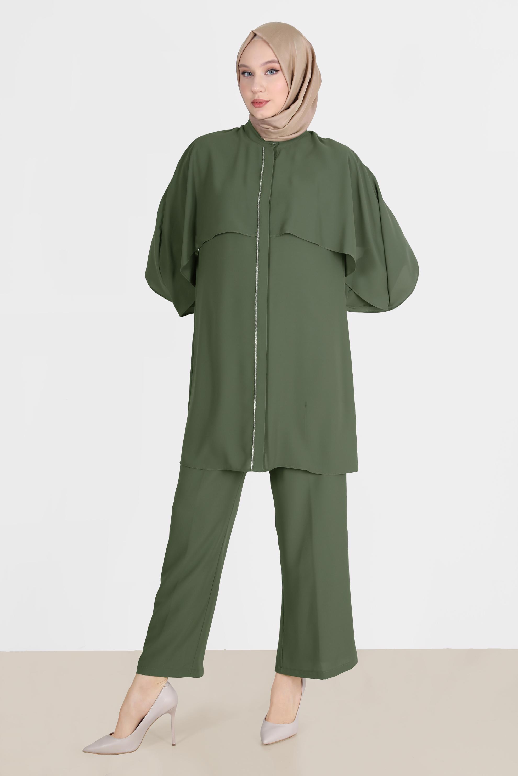 Hijab clothing KHAKI GEM STRIPED PANTS SUIT 42511