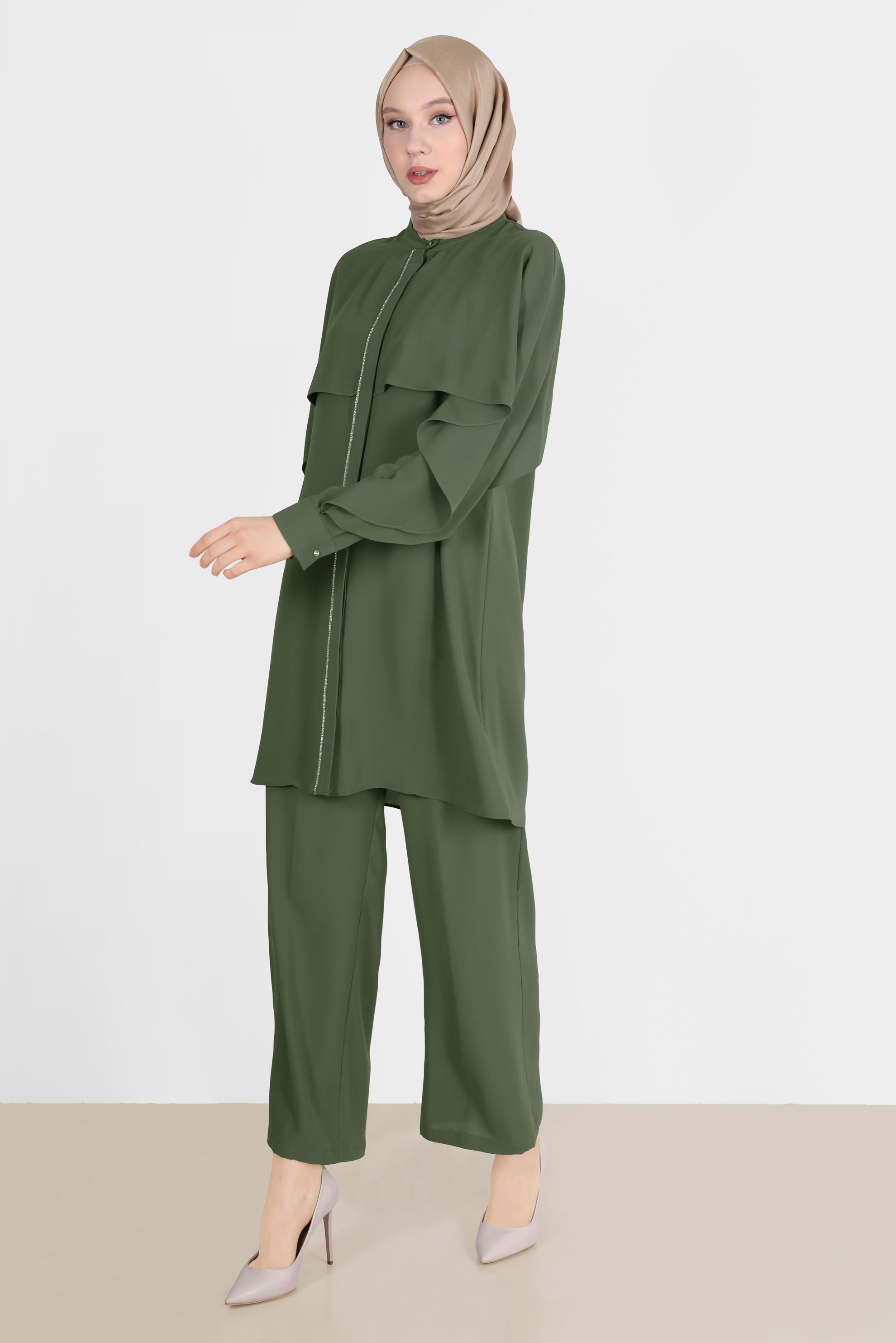 Hijab clothing KHAKI GEM STRIPED PANTS SUIT 42511
