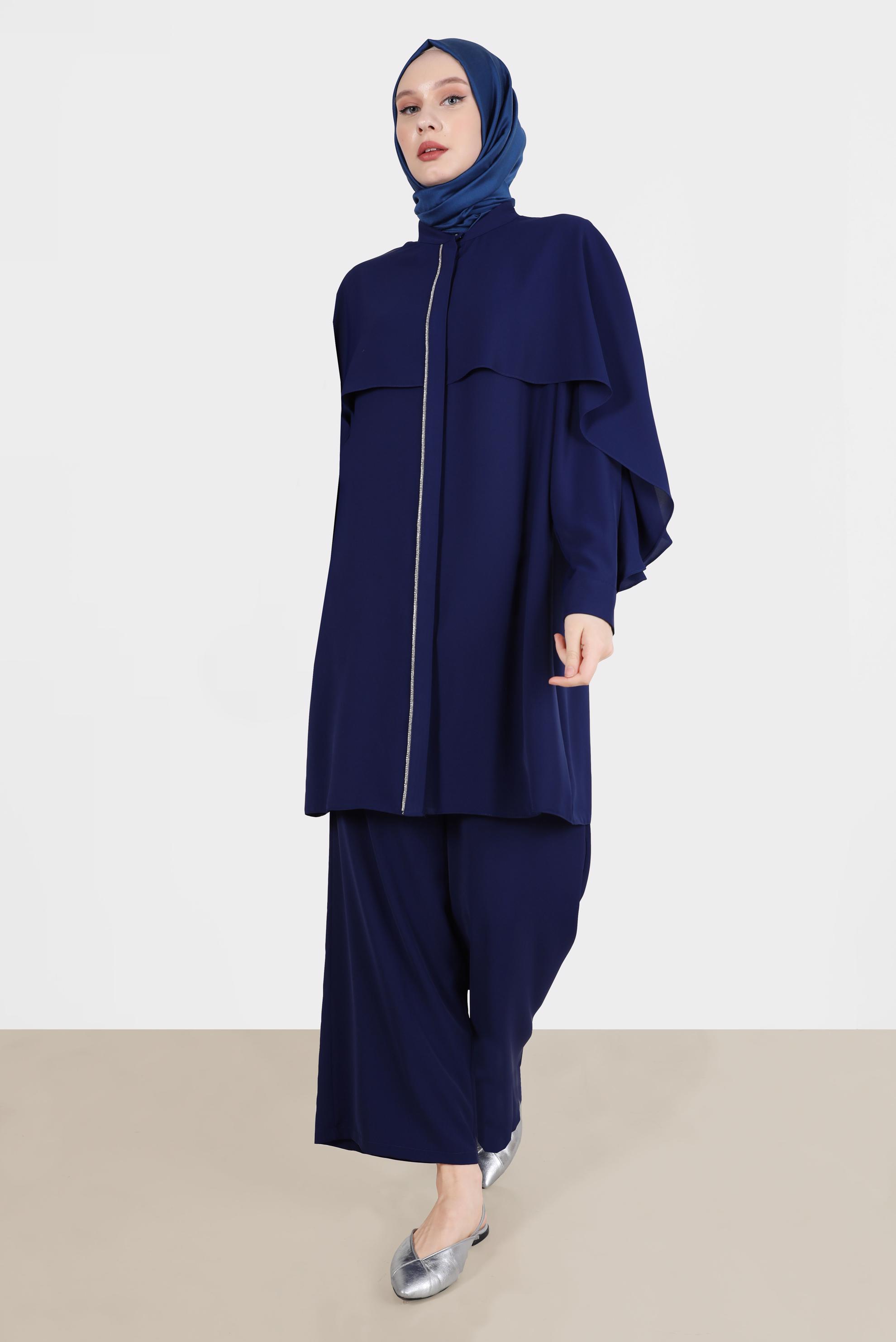 Hijab clothing NAVY BLUE GEM STRIPED PANTS SUIT 42511