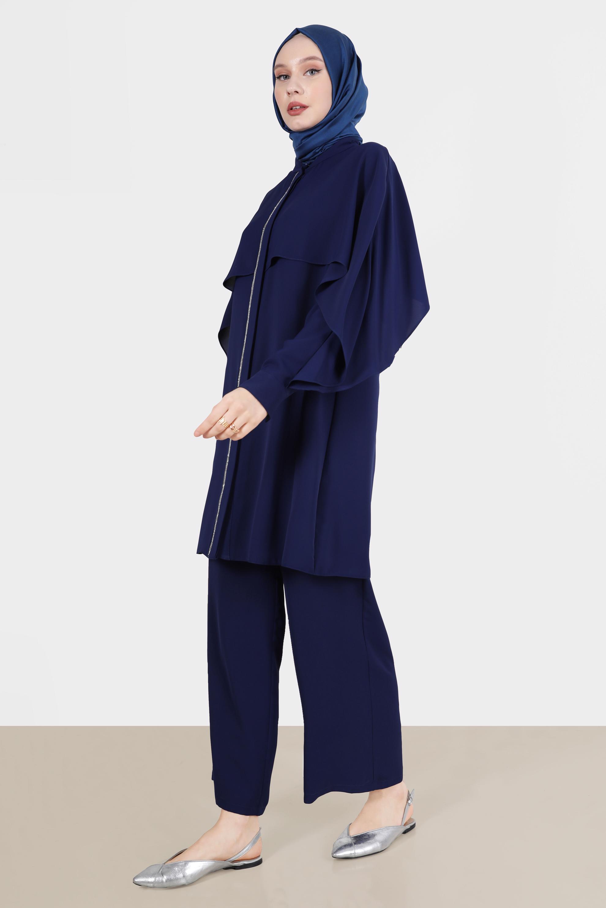 Hijab clothing NAVY BLUE GEM STRIPED PANTS SUIT 42511