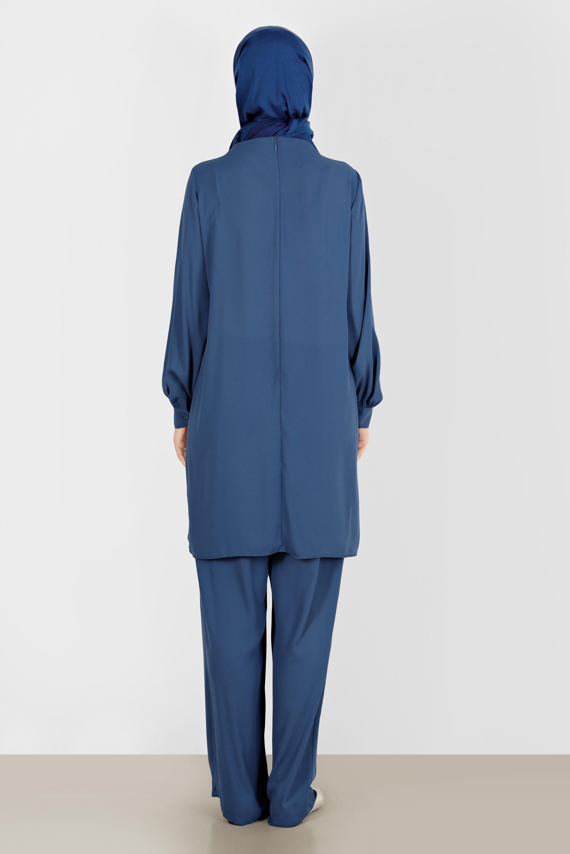 Tesettür giyim LACİVERT TAŞLI İKİLİ PANTOLONLU TAKIM 42514 