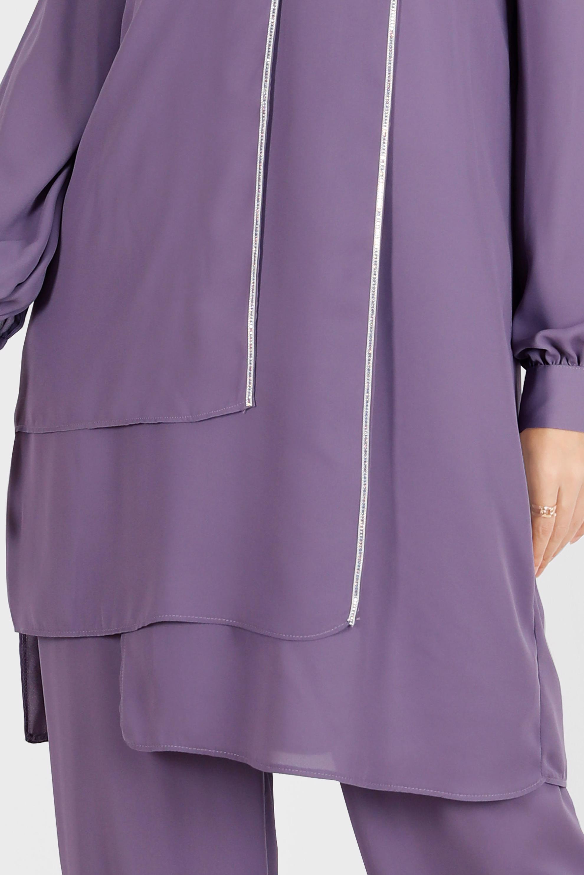 Tesettür giyim MÜRDÜM TAŞLI İKİLİ PANTOLONLU TAKIM 42514 