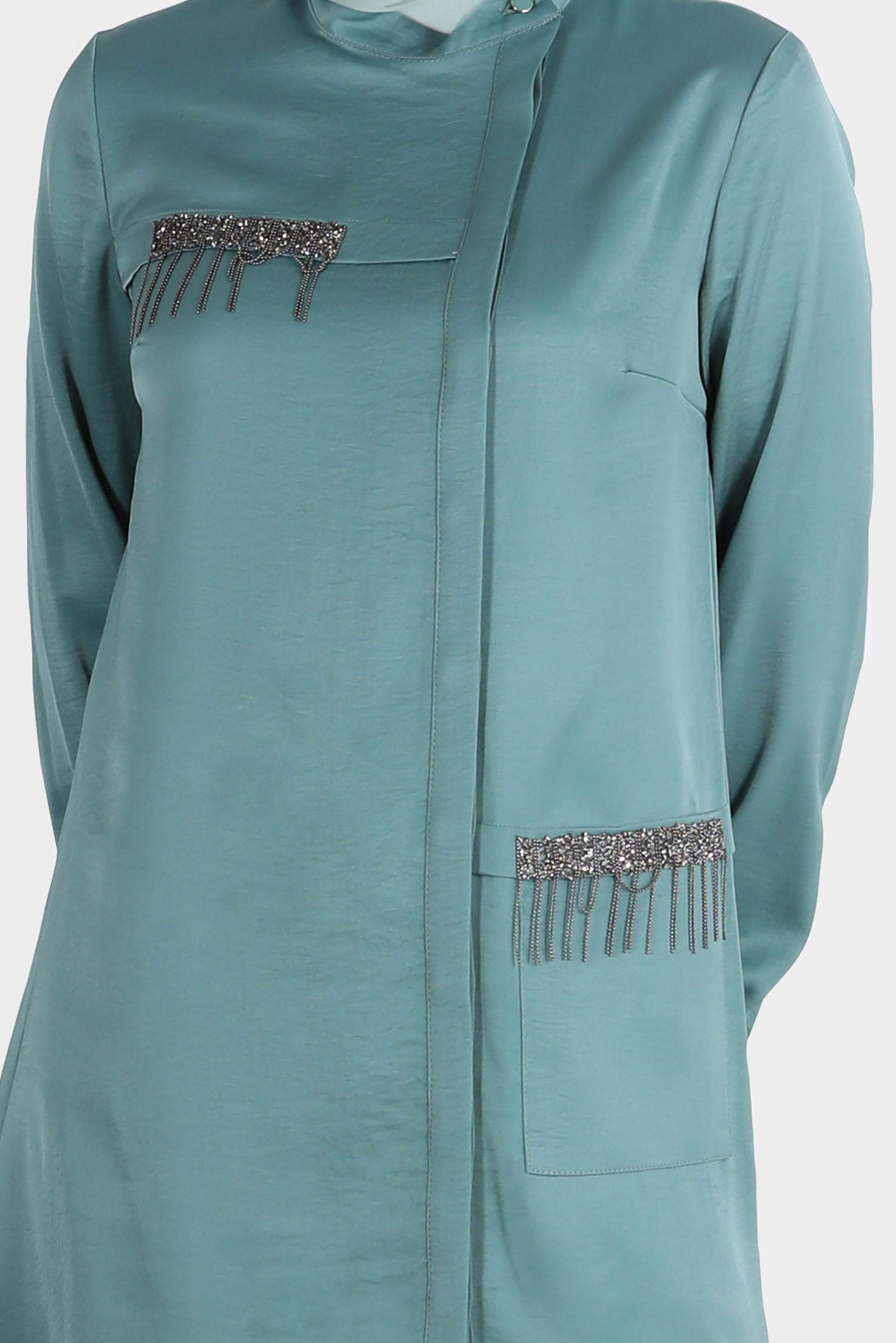 Hijab clothing BLUE GEM DETAIL INVISIBLE BUTTONED 2-PIECE PANTS SUIT 42515 