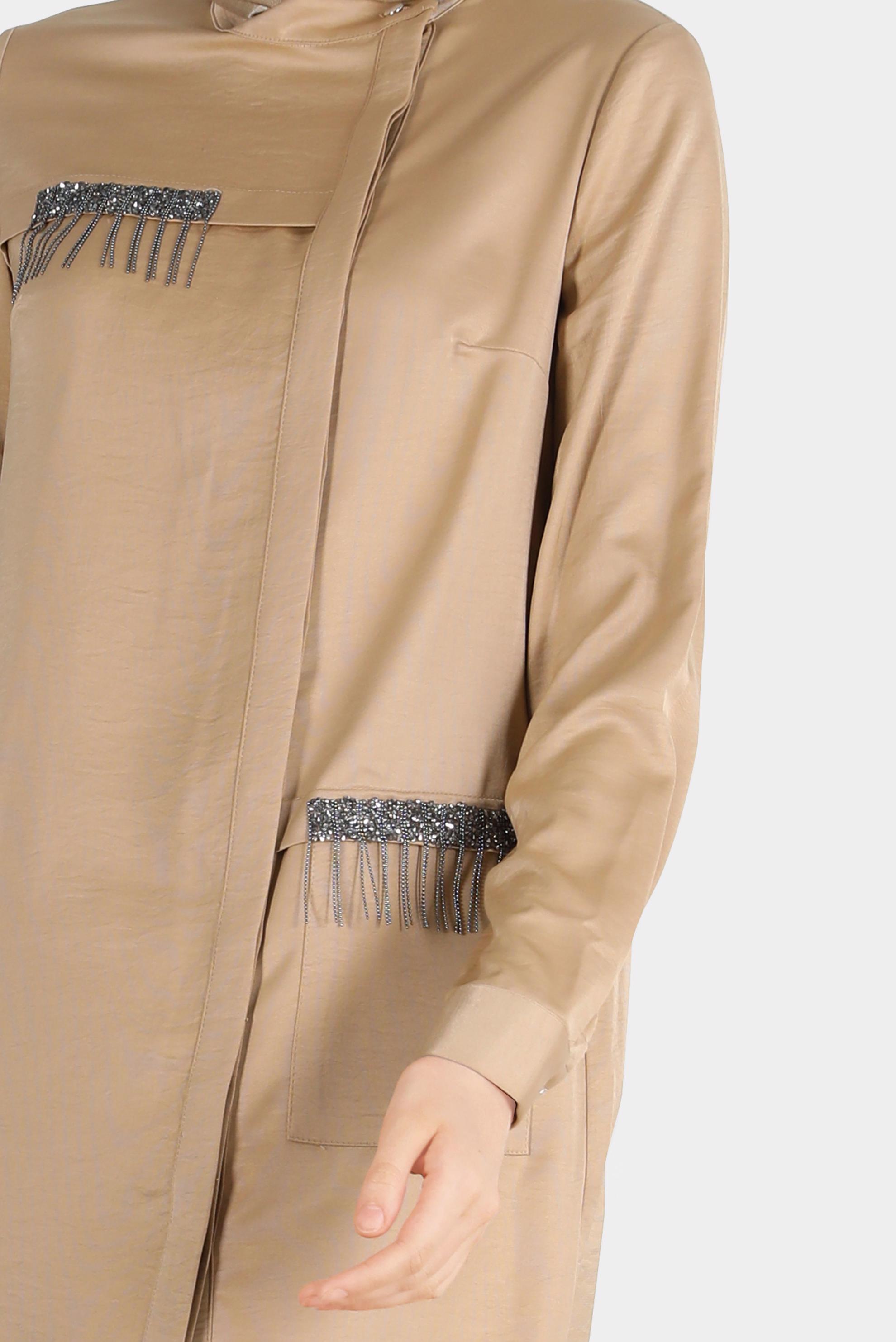 Tesettür giyim TABA TAŞ DETAYLI GİZLİ DÜĞMELİ İKİLİ PANT. TAKIM 42515	