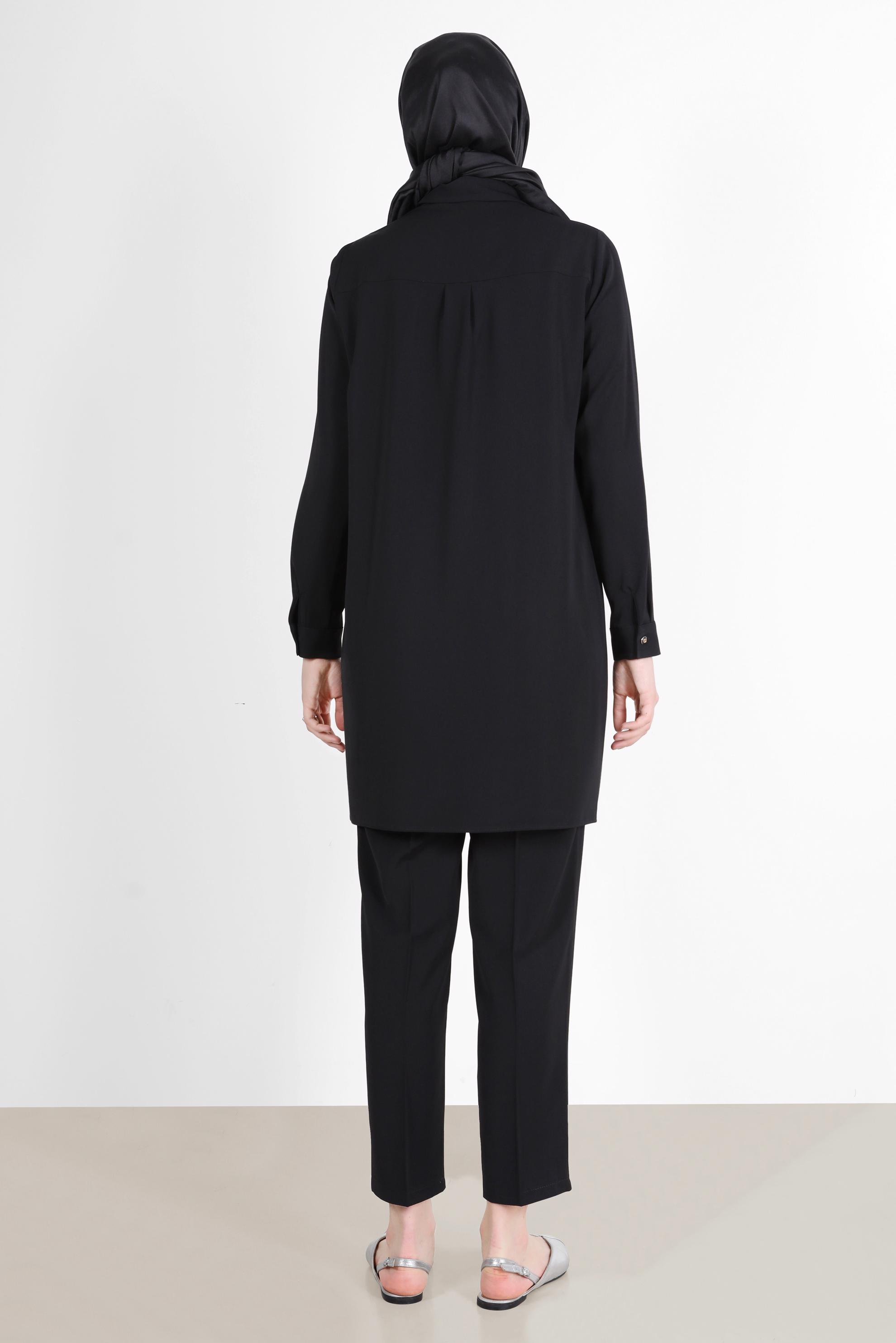 Tesettür giyim SİYAH KLASİK İKİLİ PANT. TAKIM 42516 