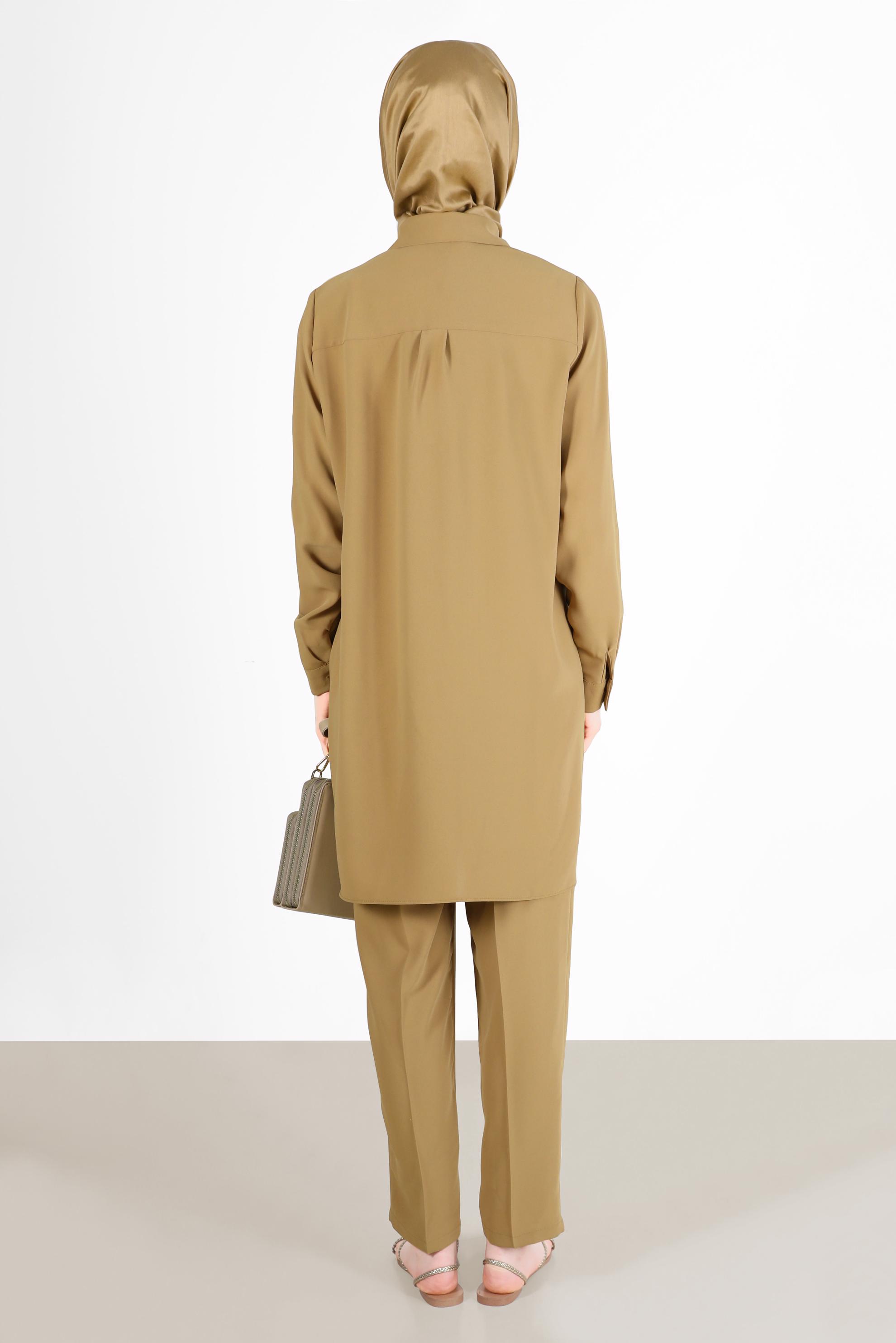 Tesettür giyim SARI KLASİK İKİLİ PANT. TAKIM 42516 