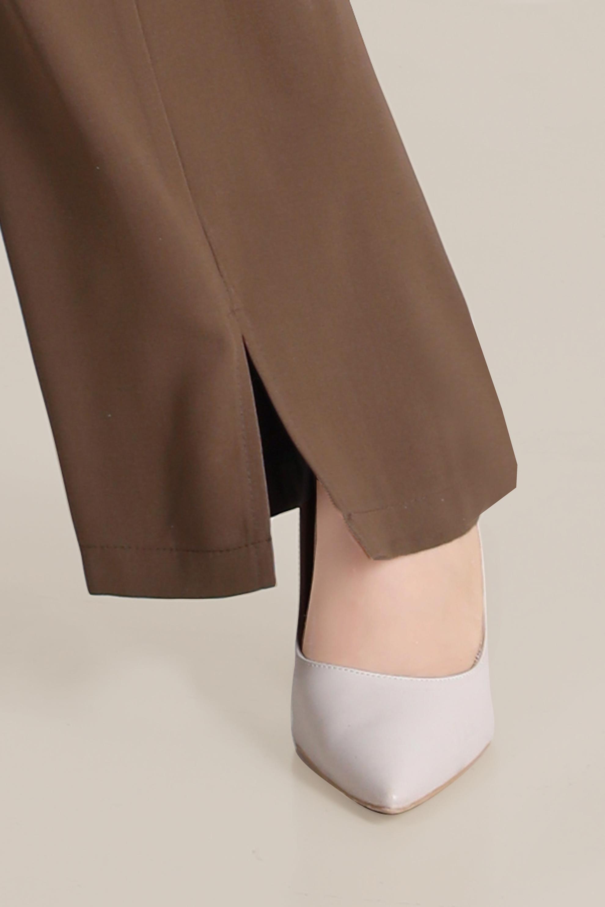 Tesettür giyim KAHVE BOYDAN DÜĞMELİ YIRTMAÇ DETAYLI İKİLİ PANT. TAKIM 42517 