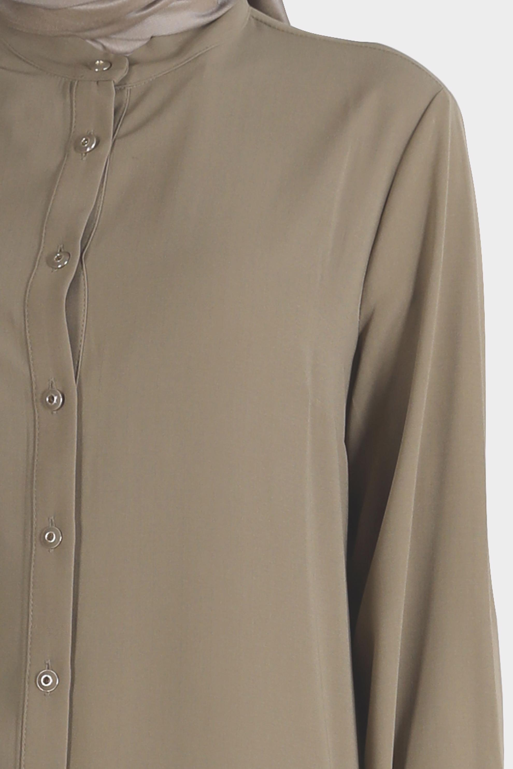 Tesettür giyim YEŞİL BOYDAN DÜĞMELİ YIRTMAÇ DETAYLI İKİLİ PANT. TAKIM 42517 