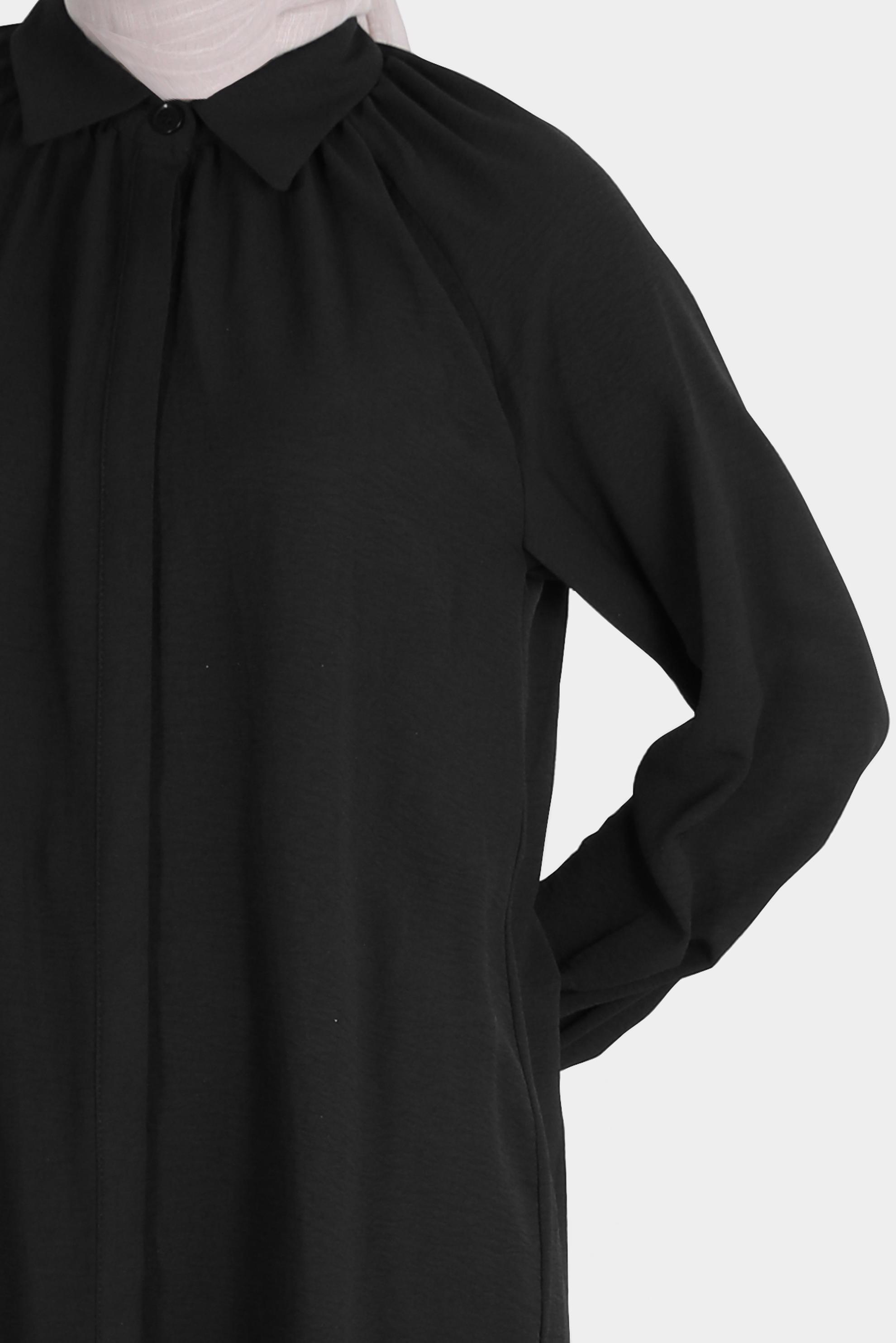 Tesettür giyim SİYAH PAÇASI LASTİKLİ GİZLİ DÜĞMELİ İKİLİ PANT. TAKIM 42518 