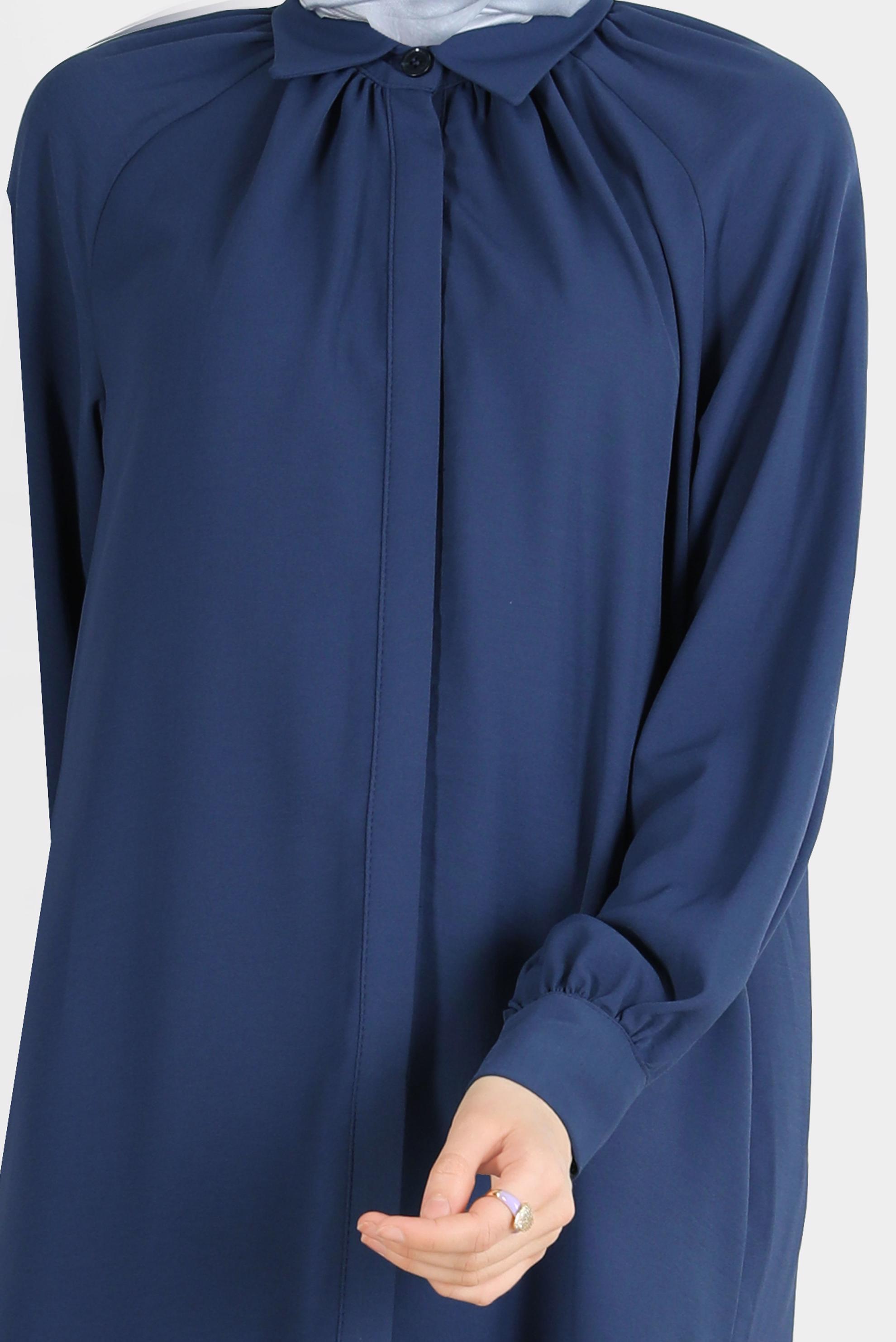 Tesettür giyim LACİVERT PAÇASI LASTİKLİ GİZLİ DÜĞMELİ İKİLİ PANT. TAKIM 42518 