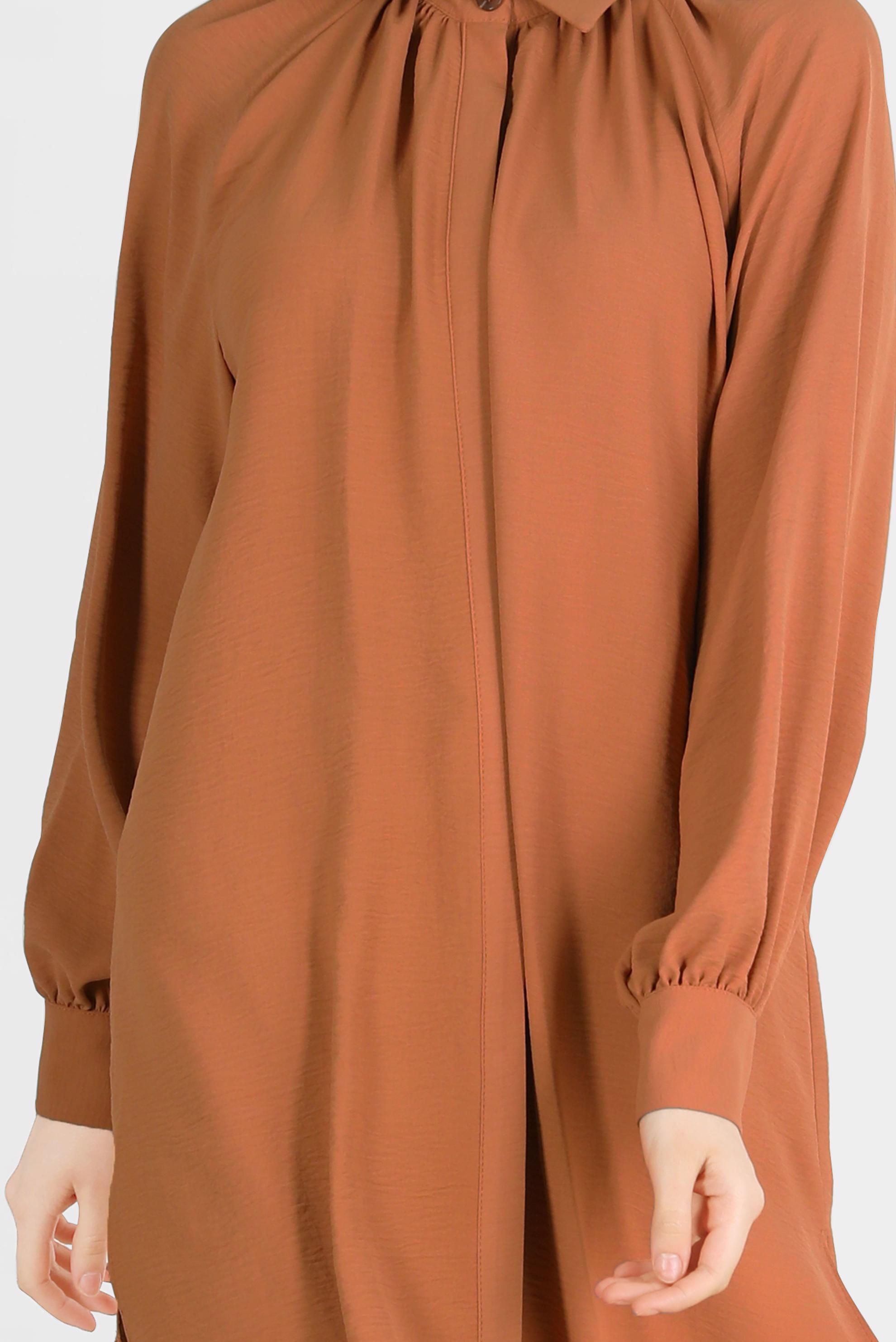 Tesettür giyim TURUNCU PAÇASI LASTİKLİ GİZLİ DÜĞMELİ İKİLİ PANT. TAKIM 42518 