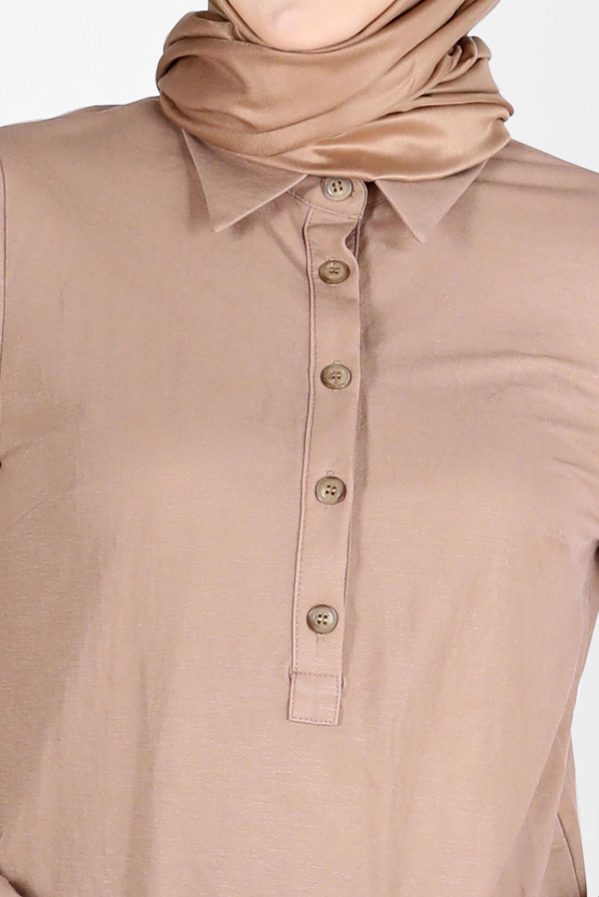 Hijab clothing BROWN BUTTON DETAIL BASIC 2-PIECE PANTS SUIT 42533 