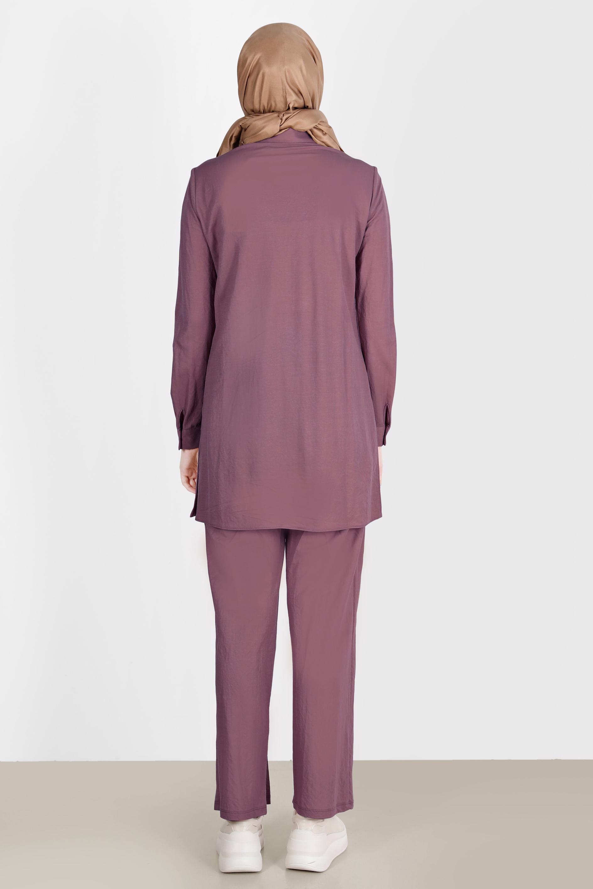 Tesettür giyim PEMBE DÜĞME DETAYLI BASIC İKİLİ PANT. TAKIM 42533 